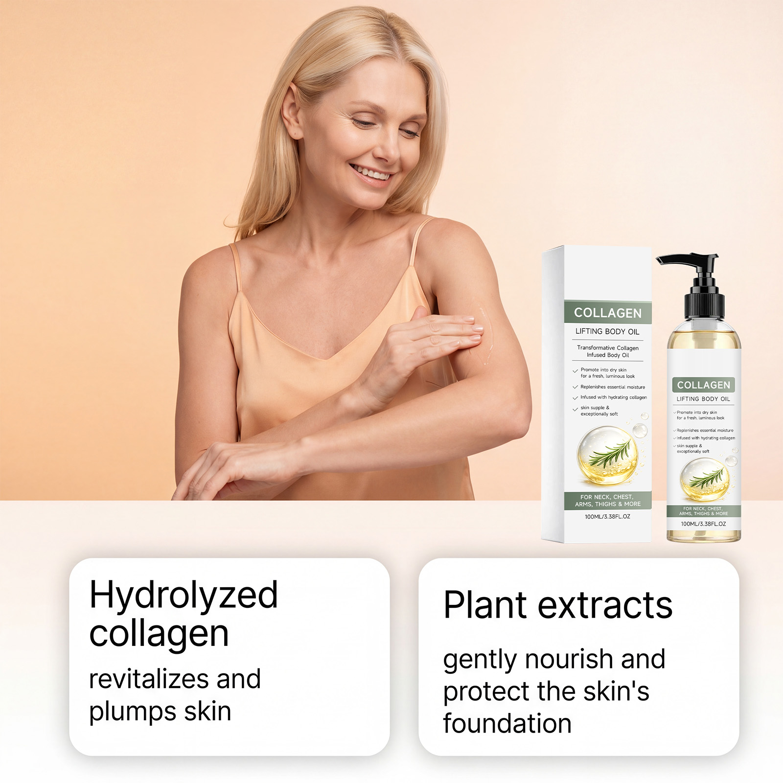 Collagen Body Moisturizing Oil Mild Gentle Skin Friendly Fresh Light Hydrating Soft Nourishing Body Skin Care