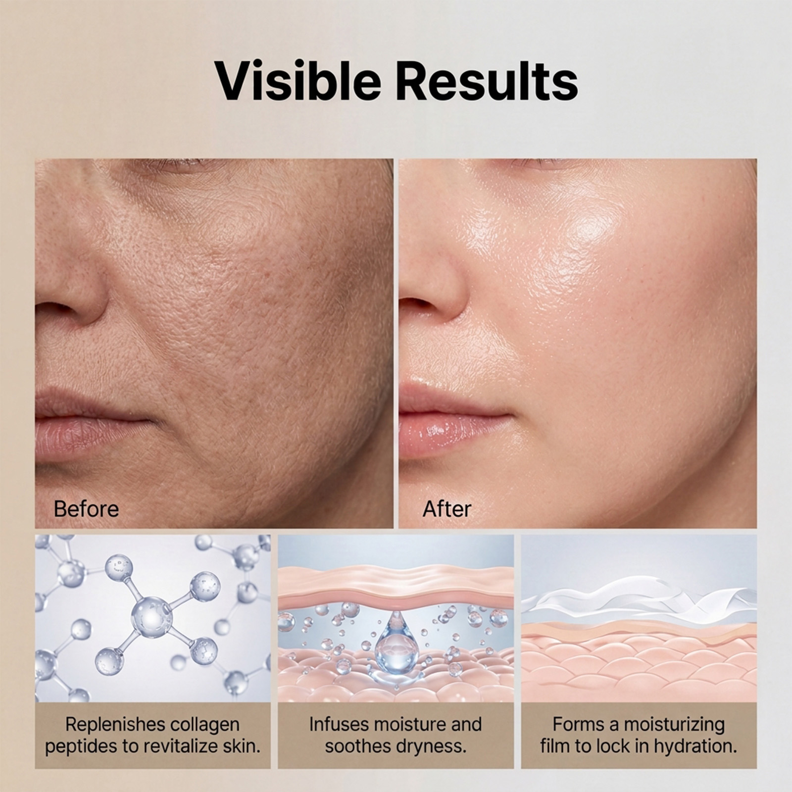 Collagen Peptide Jelly Essence Spray Smooth Soft Facial Skin Hydrating Moisturizing Delicate Nourishing Care Liquid
