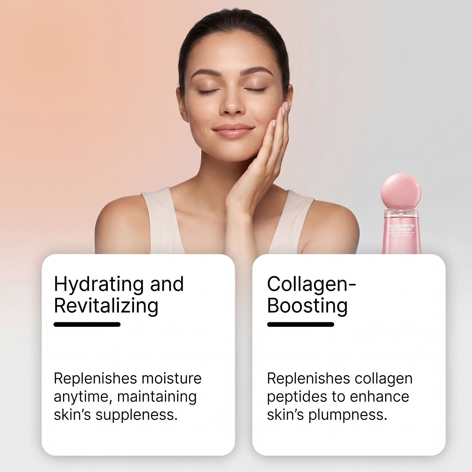 Collagen Peptide Jelly Essence Spray Smooth Soft Facial Skin Hydrating Moisturizing Delicate Nourishing Care Liquid