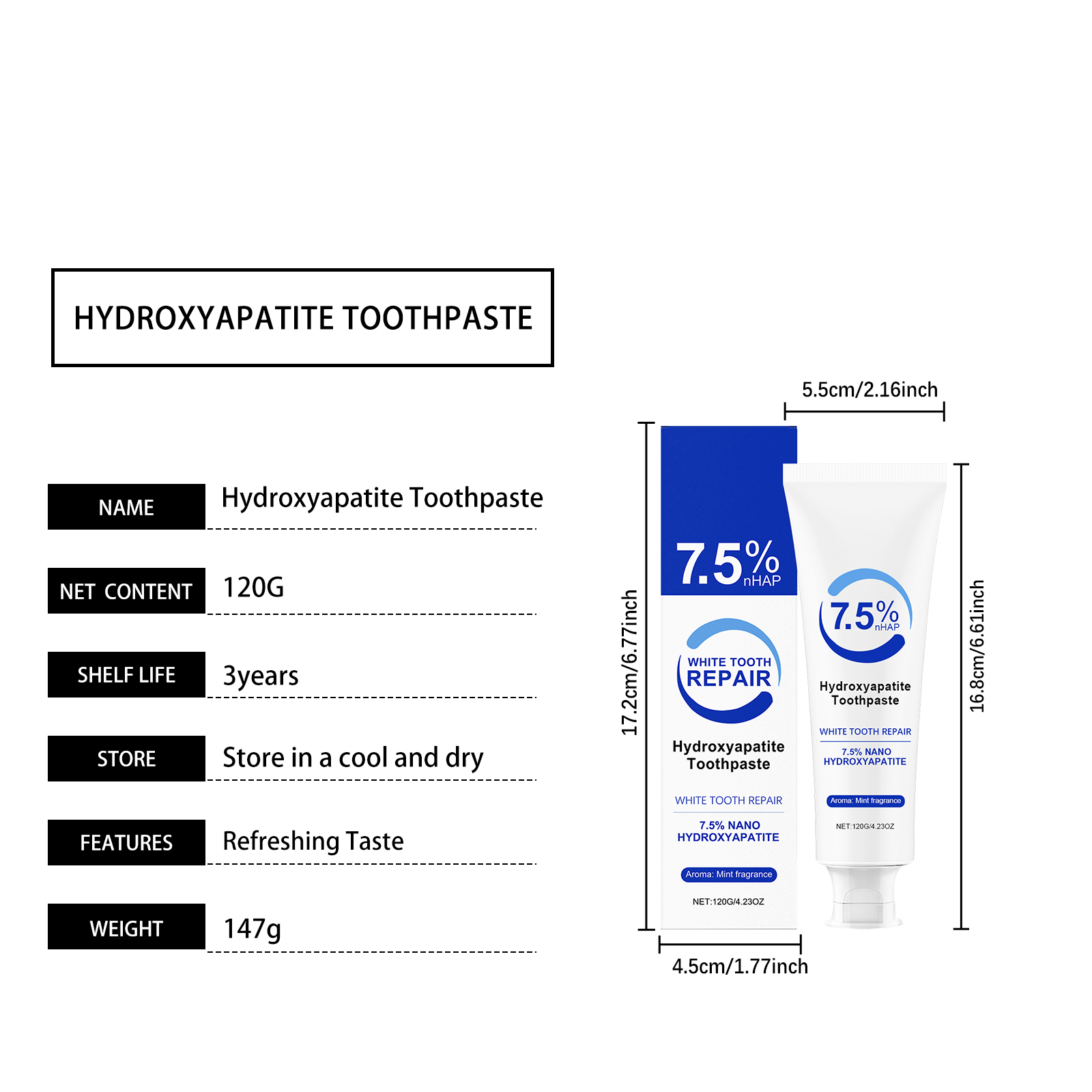 Mint Toothpaste Fresh Flavor Gentle Cleansing Comfortable Brushing Daily Oral Teeth Care Product For Regular Dental Maintenance