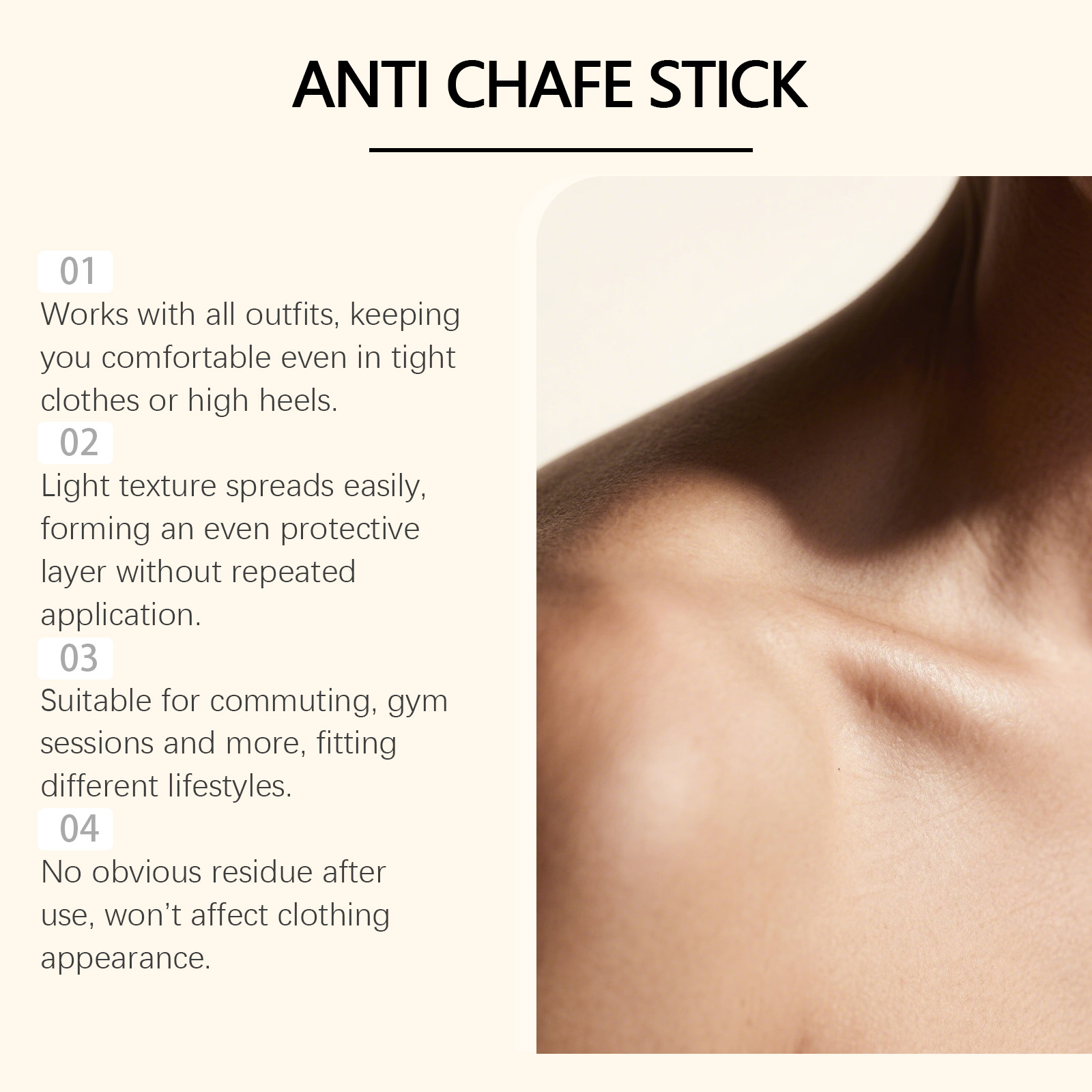 Skin Anti Friction Balm Stick Moisturizing Calming Daily Care For Legs Heels Arms Relieve Rub Discomfort