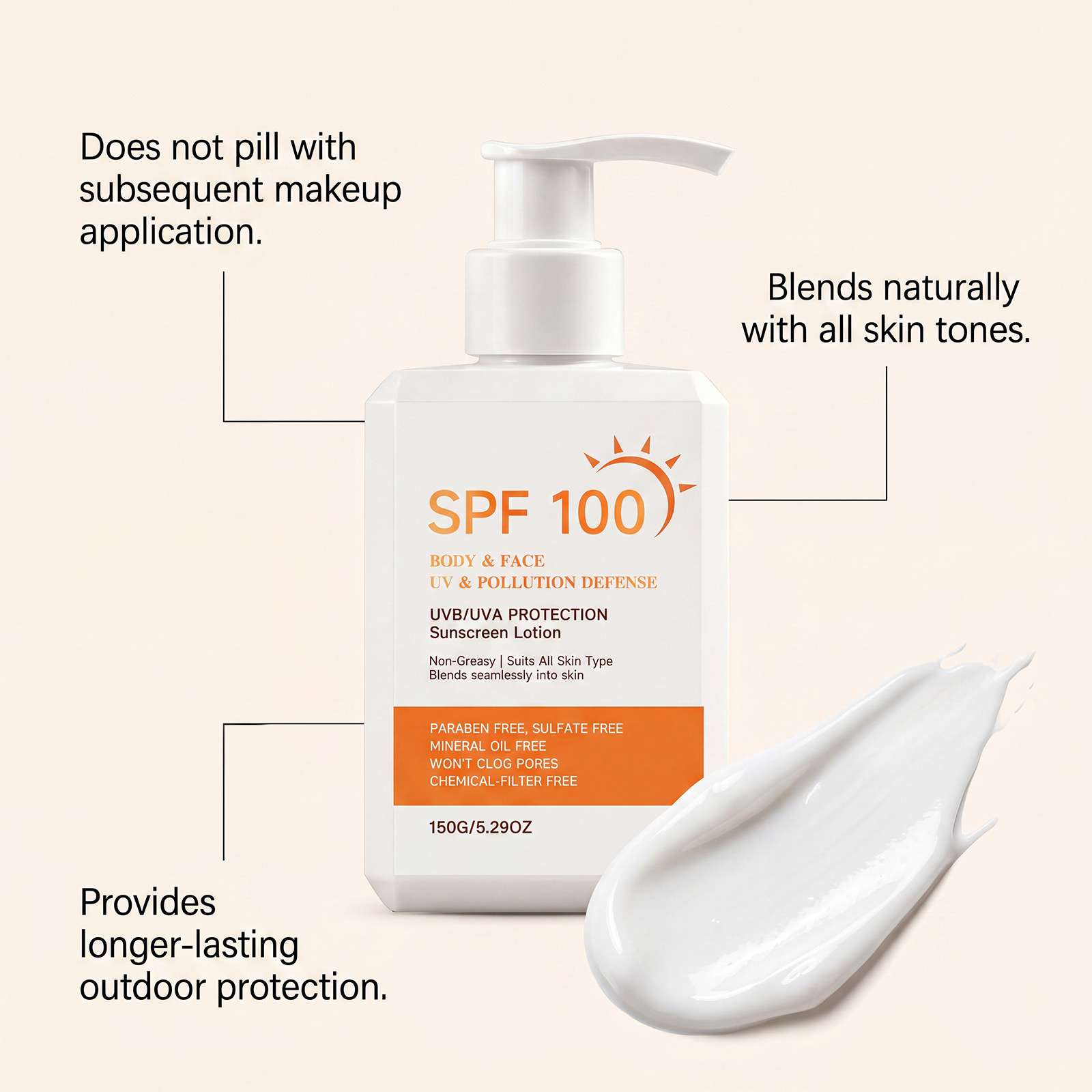 Refreshing Protection Lotion For Summer Outdoor Non Sticky Moisturizing Delicate Skin Face Body Care Gentle Smooth Hydrating Lightweight