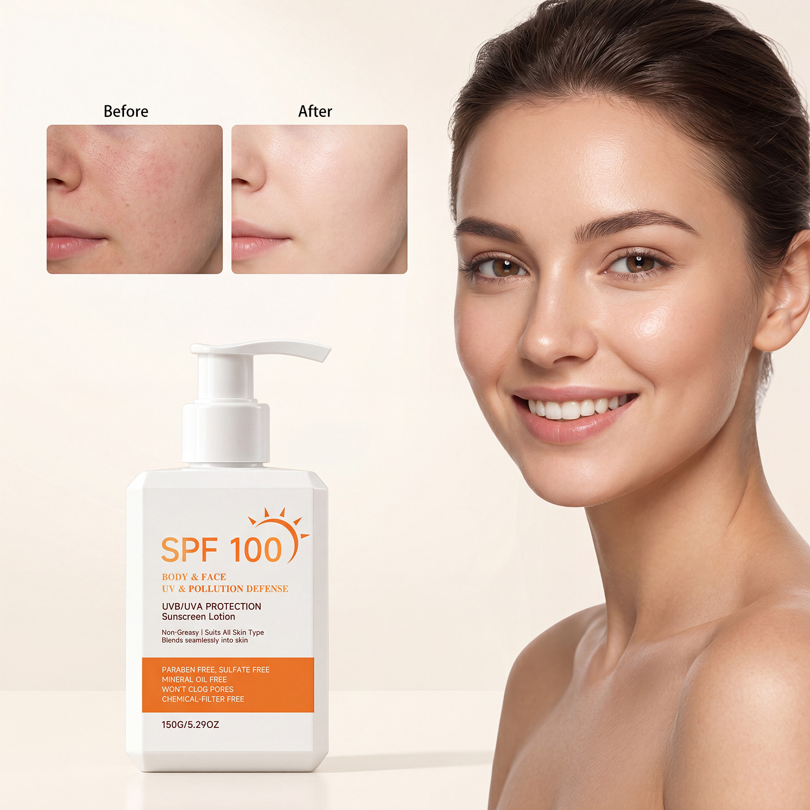 Refreshing Protection Lotion For Summer Outdoor Non Sticky Moisturizing Delicate Skin Face Body Care Gentle Smooth Hydrating Lightweight