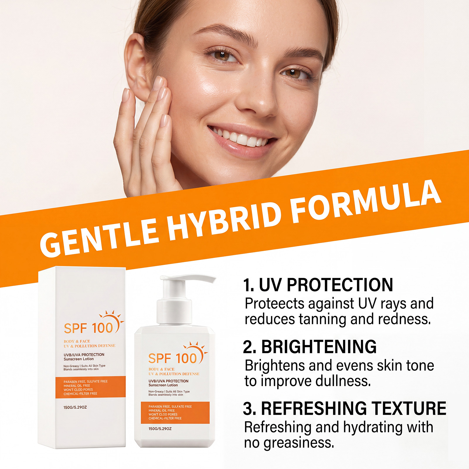 Refreshing Protection Lotion For Summer Outdoor Non Sticky Moisturizing Delicate Skin Face Body Care Gentle Smooth Hydrating Lightweight