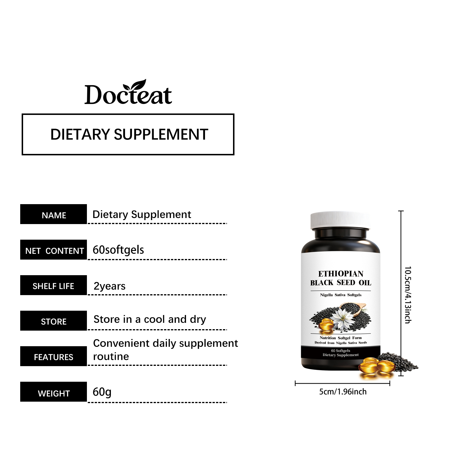 Black Seed Oil Digestive Support Capsules Mild Care Body Balanced Maintenance Comfortable Digestion Daily Nutritional Supplement