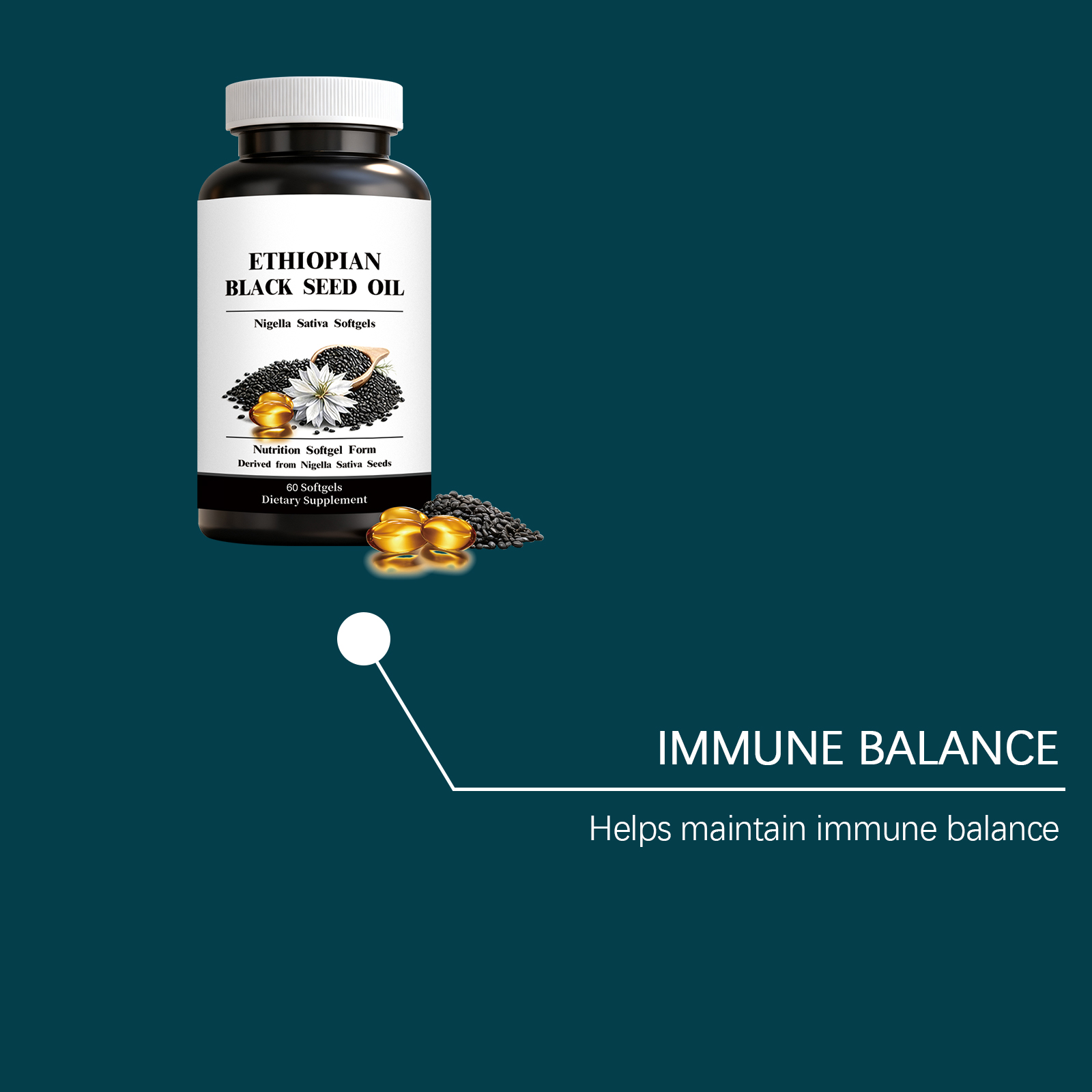 Black Seed Oil Digestive Support Capsules Mild Care Body Balanced Maintenance Comfortable Digestion Daily Nutritional Supplement