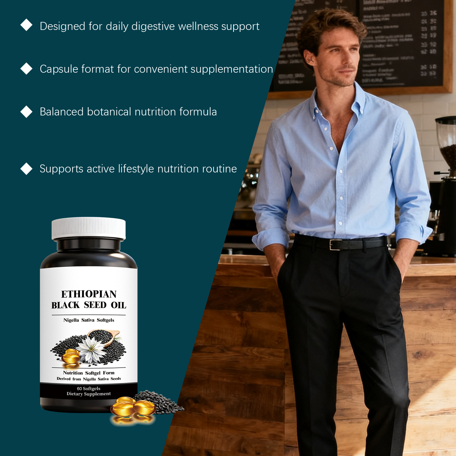 Black Seed Oil Digestive Support Capsules Mild Care Body Balanced Maintenance Comfortable Digestion Daily Nutritional Supplement