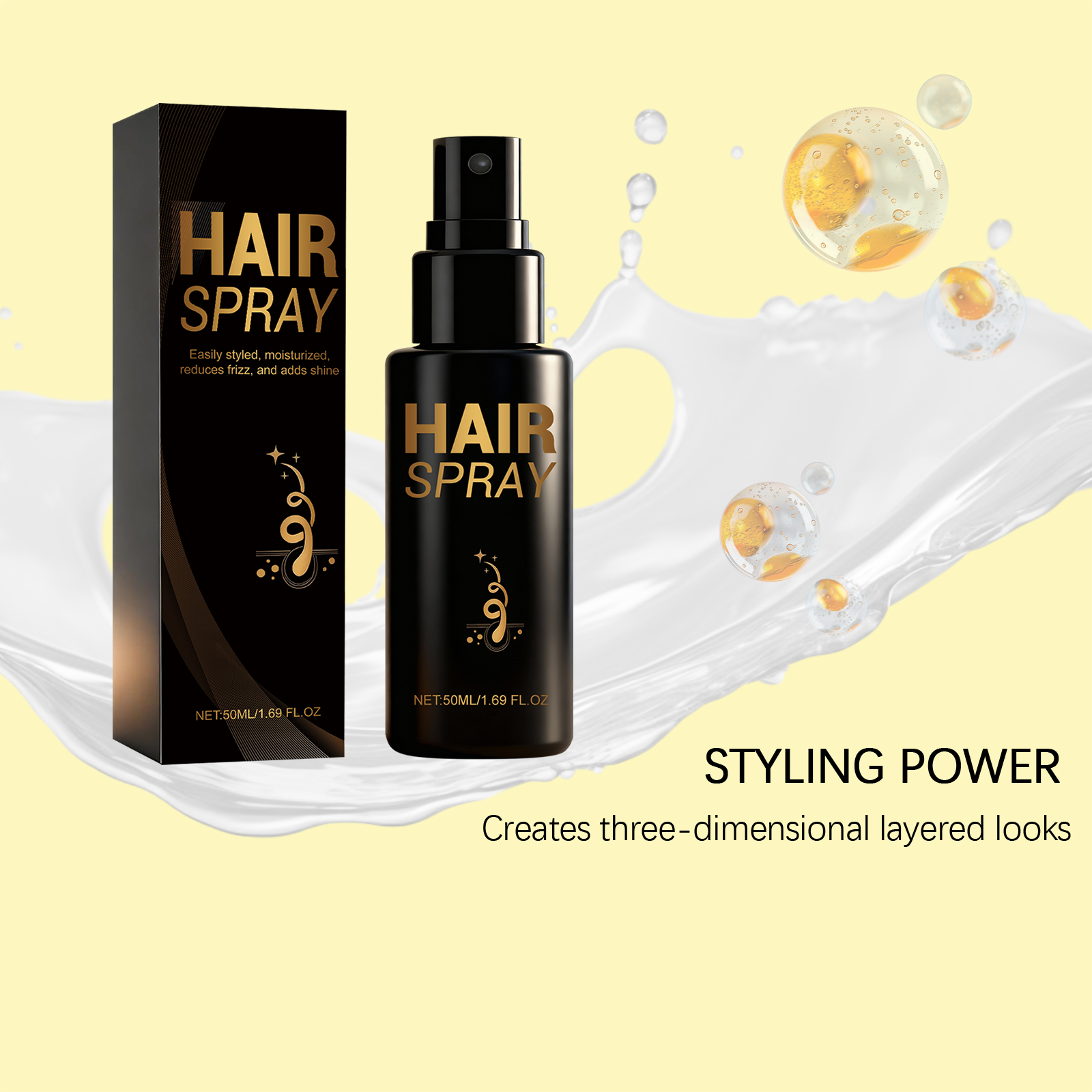 Hair Styling Spray Fresh Mild Light Natural Hold For Daily Hair Shaping Gentle Soft Clean Smooth Lightweight Easy Long Lasting