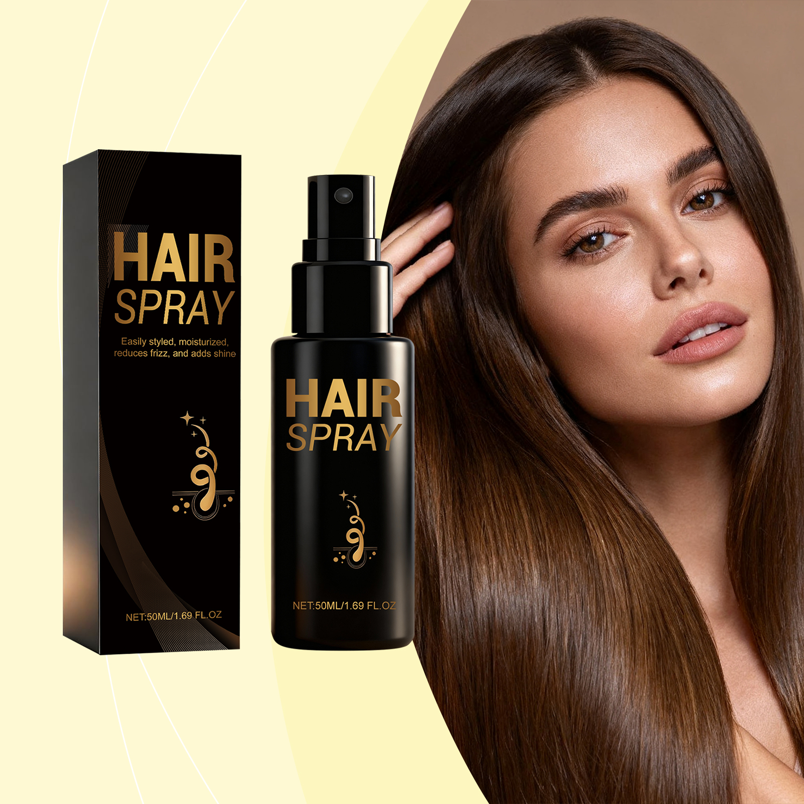 Hair Styling Spray Fresh Mild Light Natural Hold For Daily Hair Shaping Gentle Soft Clean Smooth Lightweight Easy Long Lasting