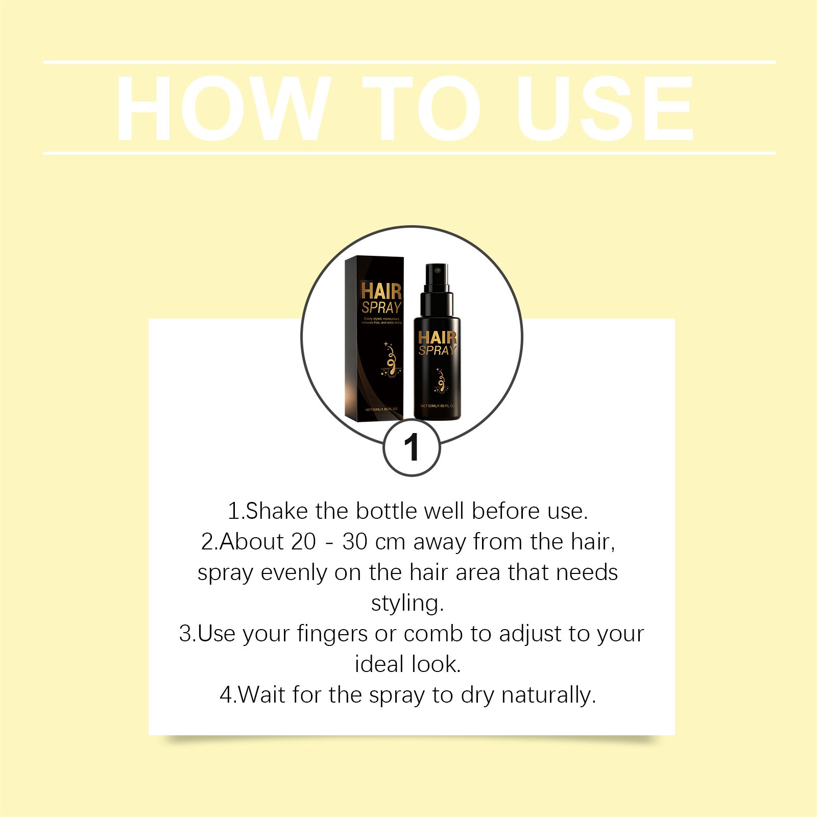 Hair Styling Spray Fresh Mild Light Natural Hold For Daily Hair Shaping Gentle Soft Clean Smooth Lightweight Easy Long Lasting