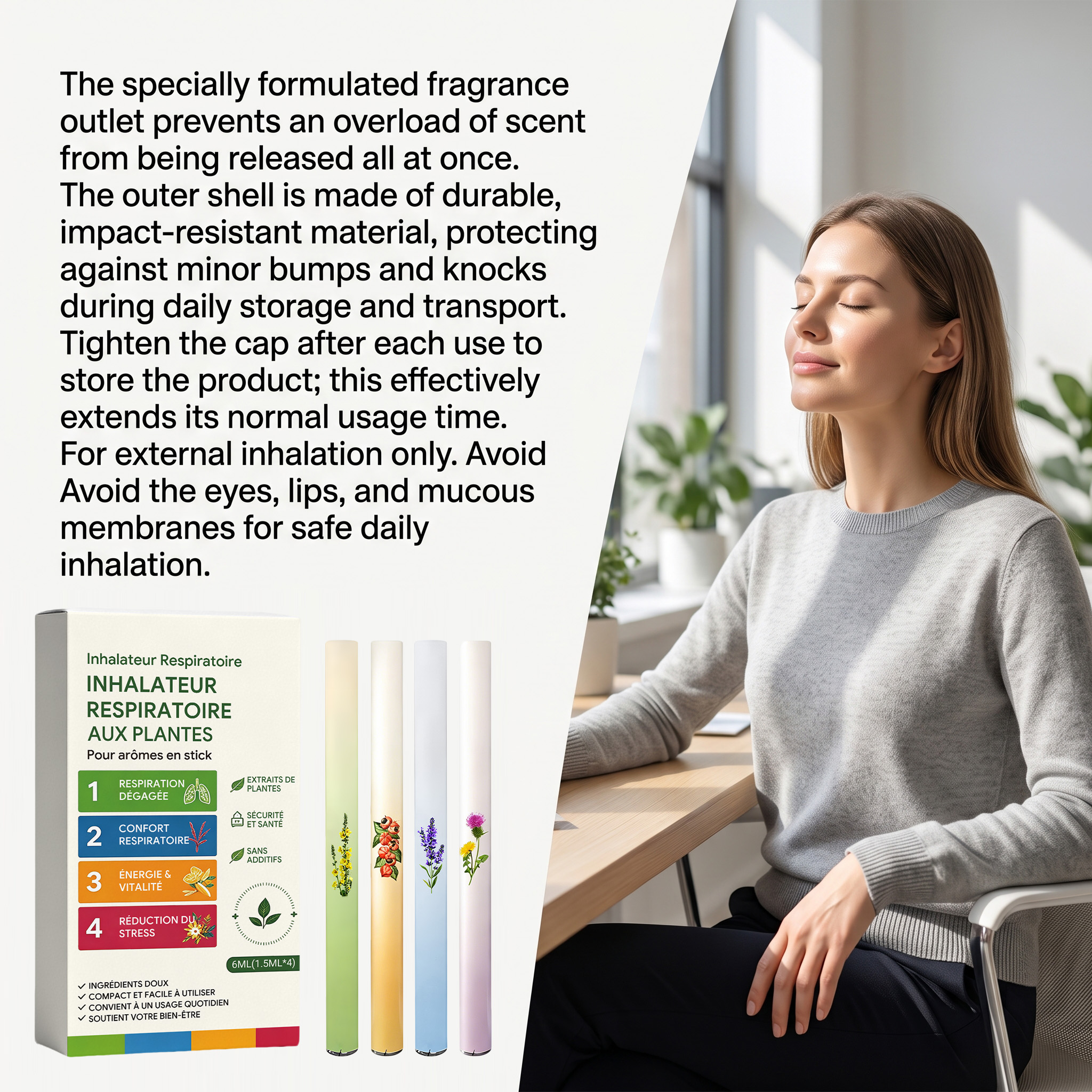 Nose Inhaler Stick Mild Ingredients Protect Nasal Tract Comfort Fresh Smooth Daily Portable Body Care Rod Gentle Skin Maintain Breathing