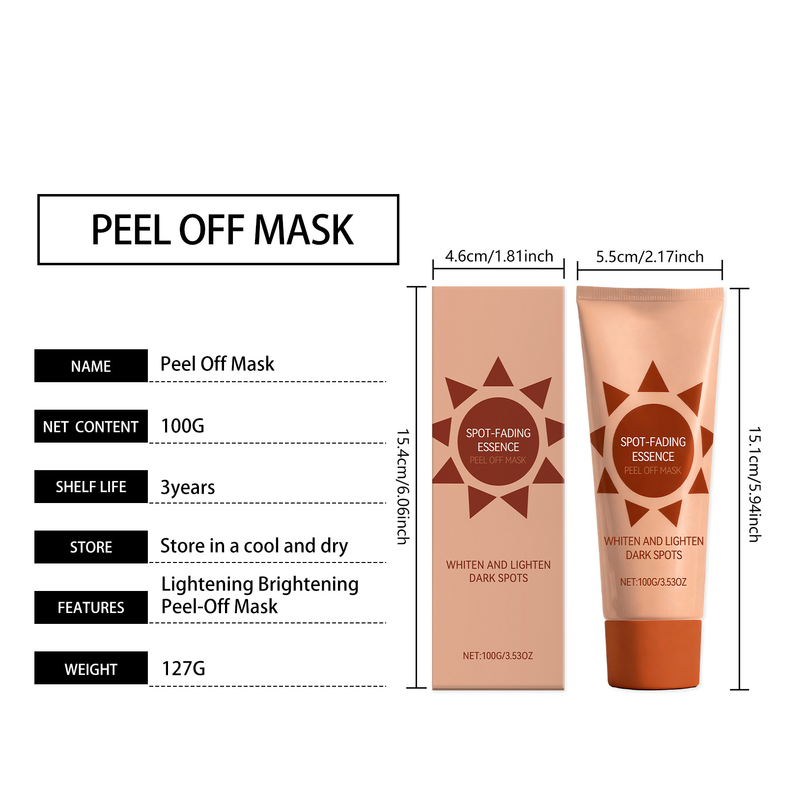 Spot Fading Brightening Peel Off Facial Mask For Daily Facial Skin Lightening Care Treatment