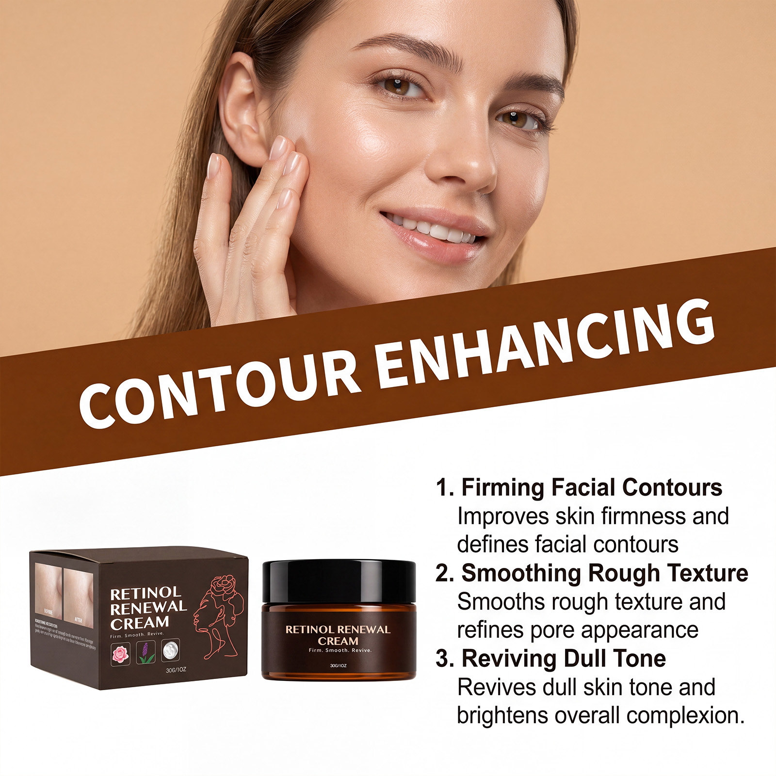 Retinol Renewal Cream Moisturizing Mild Nourishing Soft Absorbent Light Skin Friendly Facial Skin
