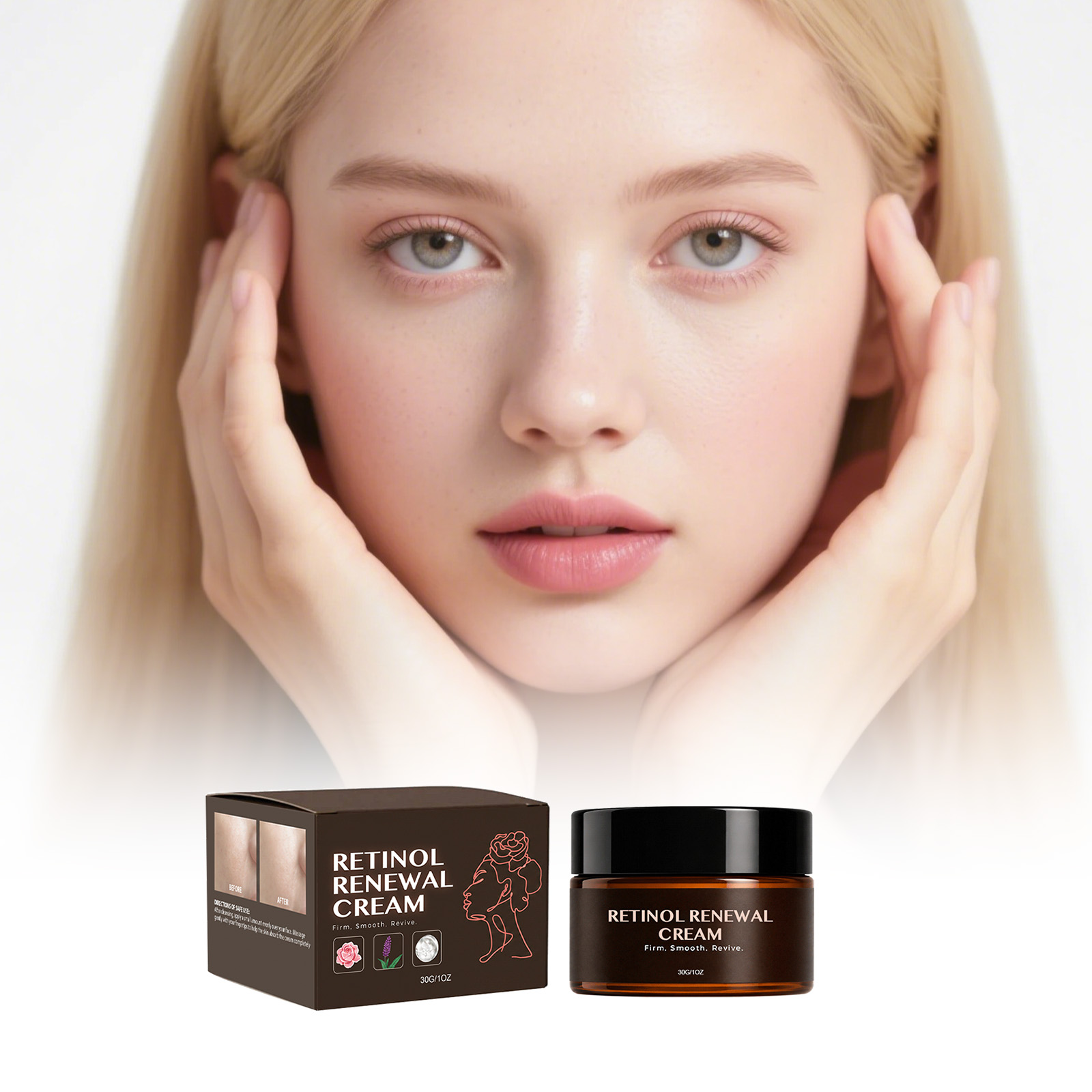 Retinol Renewal Cream Moisturizing Mild Nourishing Soft Absorbent Light Skin Friendly Facial Skin
