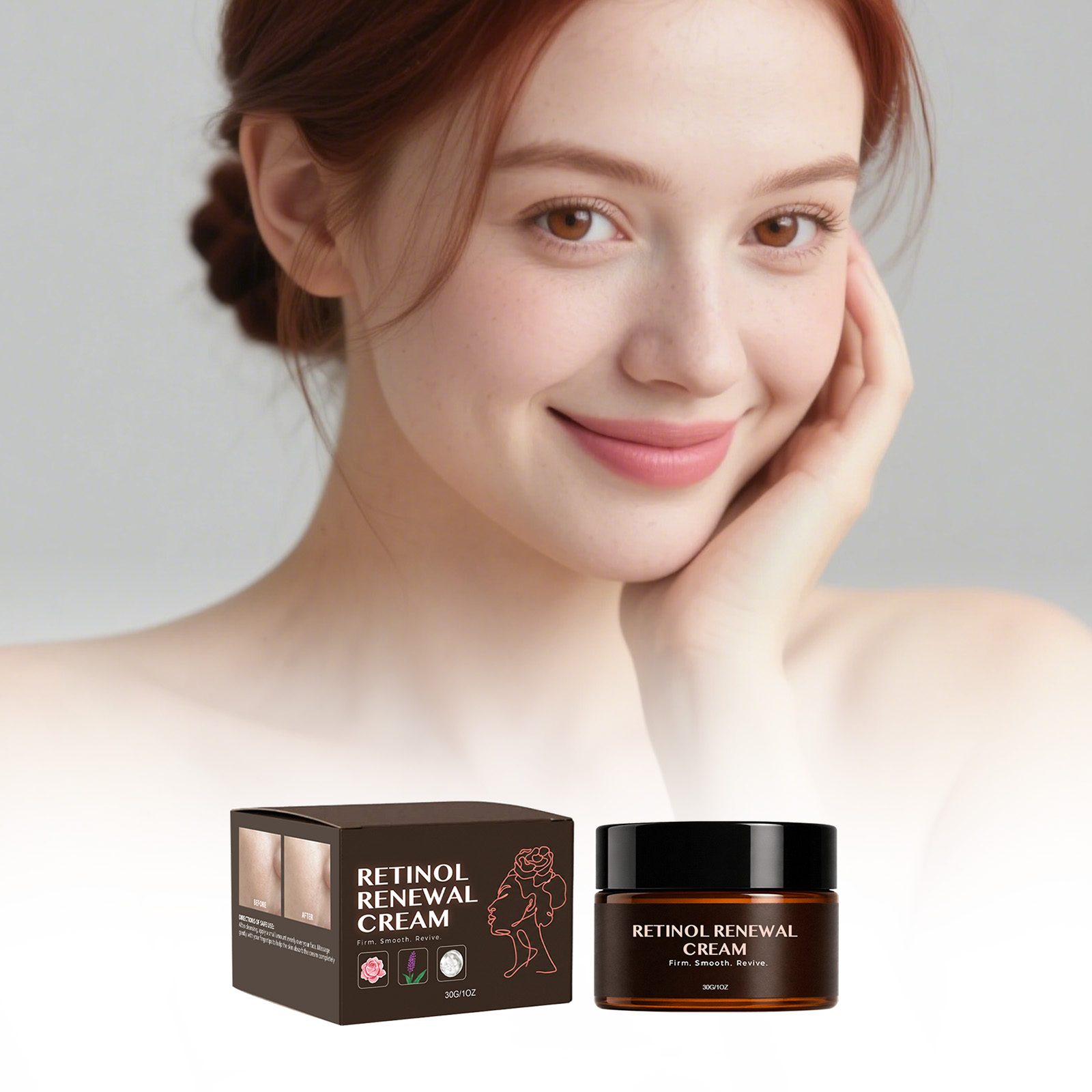 Retinol Renewal Cream Moisturizing Mild Nourishing Soft Absorbent Light Skin Friendly Facial Skin