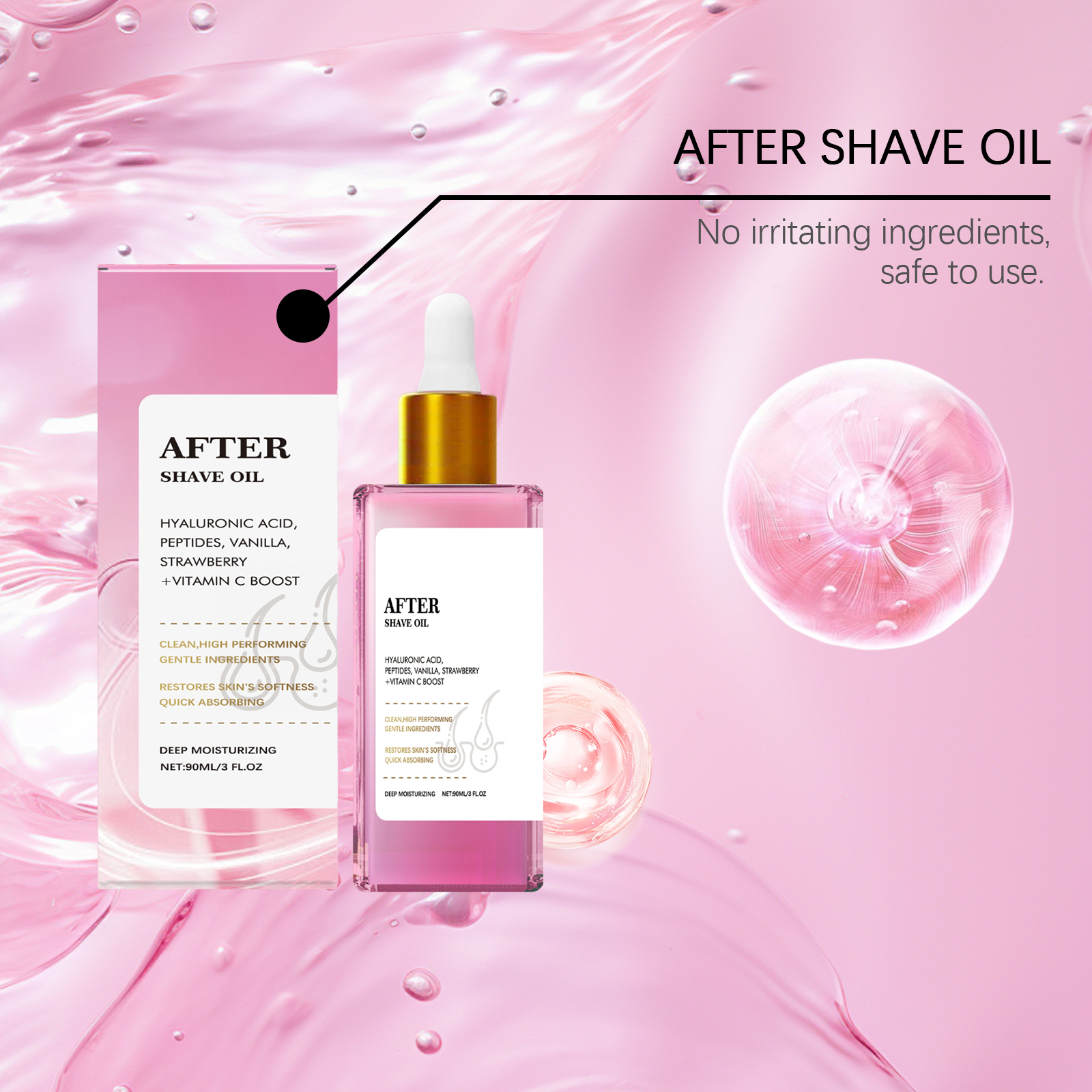 Shave After Care Oil Strawberry Scent Mild Skin Lock Moist Smooth Soft Daily Treatment