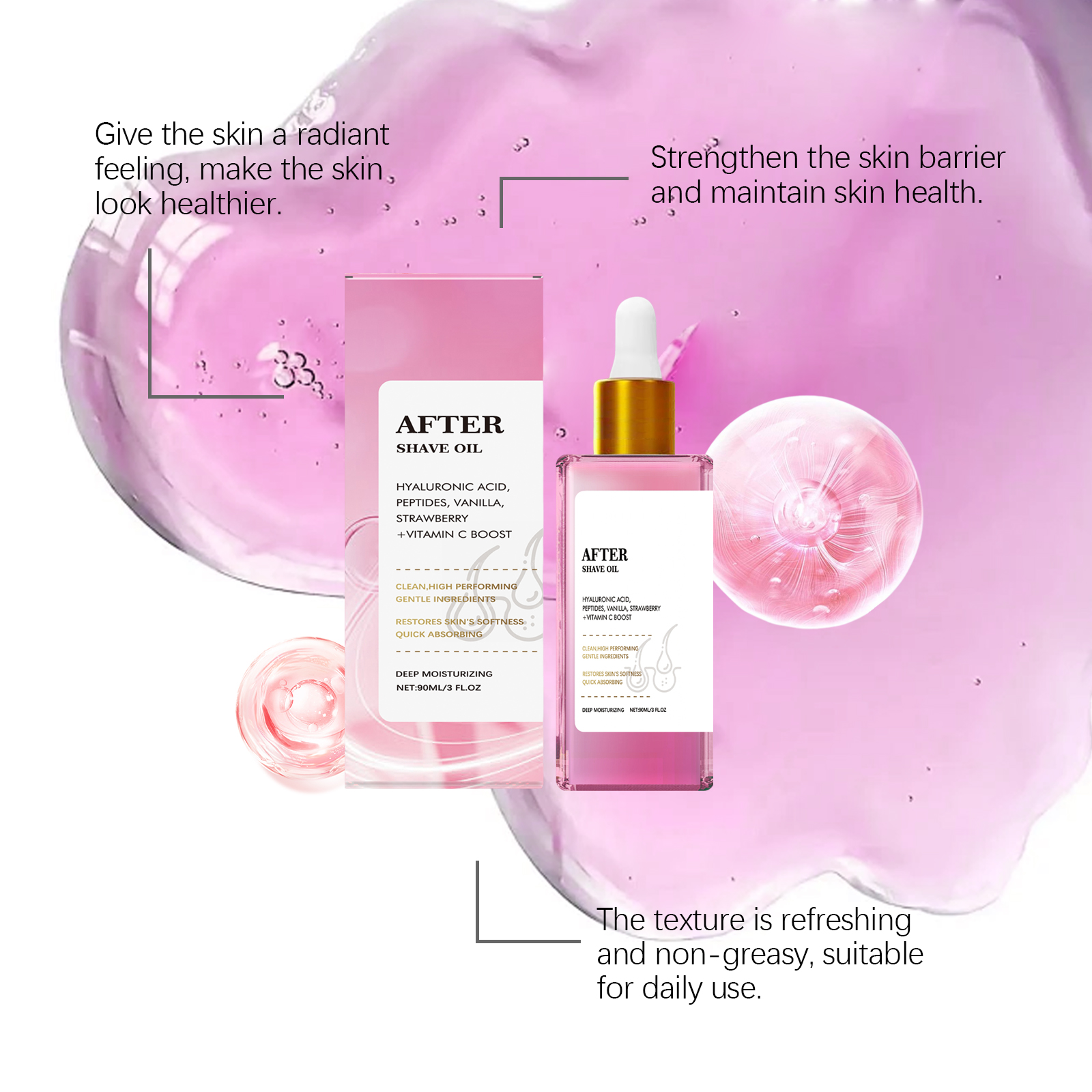 Shave After Care Oil Strawberry Scent Mild Skin Lock Moist Smooth Soft Daily Treatment