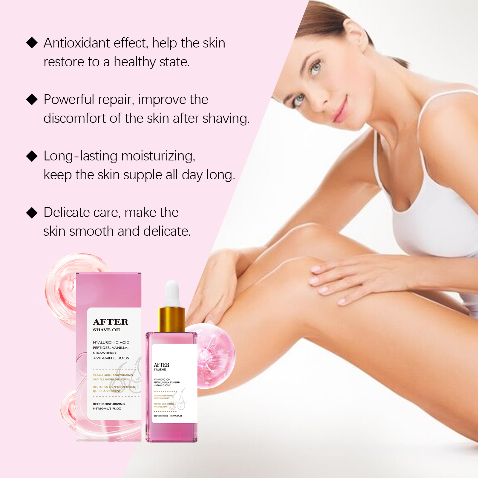 Shave After Care Oil Strawberry Scent Mild Skin Lock Moist Smooth Soft Daily Treatment