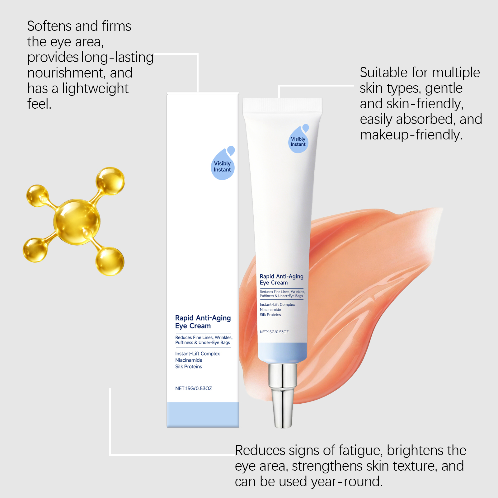Nicotinamide Moisturizing Eye Cream Gentle Hydrating Elastic Nourishing Non Sticky Portable Relieve Eye Sagging