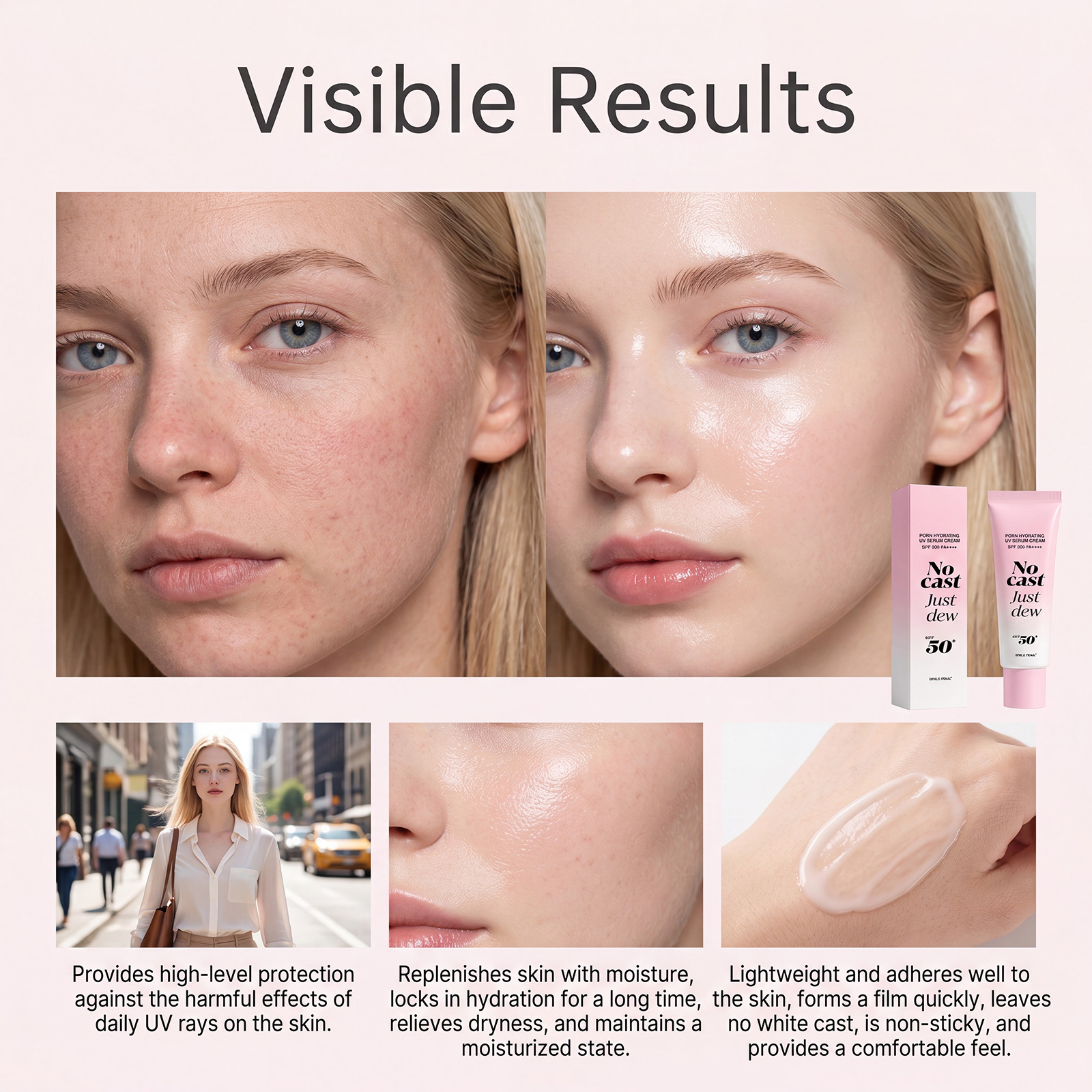 Moisturizing Essence Protection Cream Hydrous Texture Non Whitening Refreshing Fitting Skin Summer Ultraviolet Double Protection