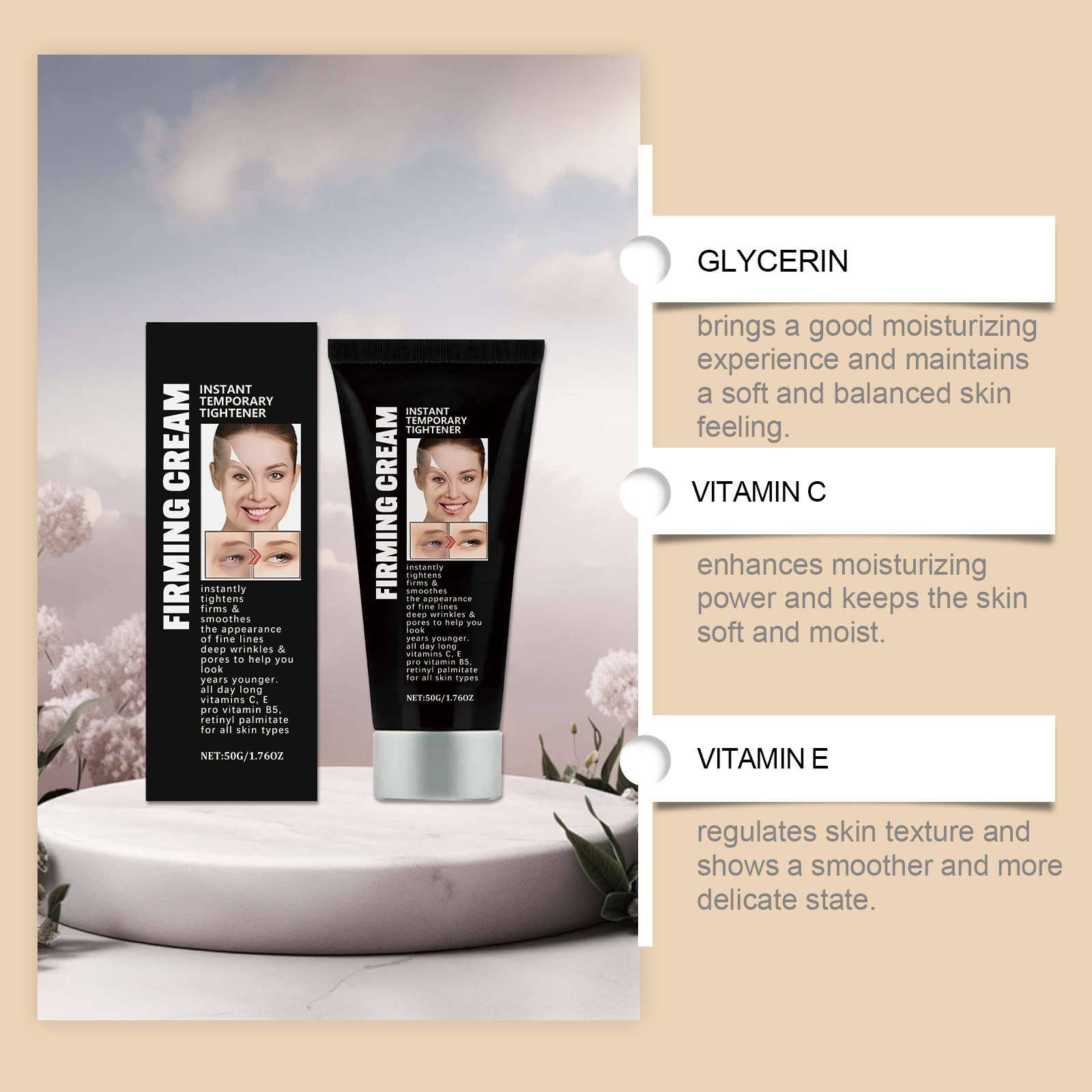 Facial Cream Mild Nourishing Delicate Soft Skin Care Bright Moist Refreshing Daily Face Use