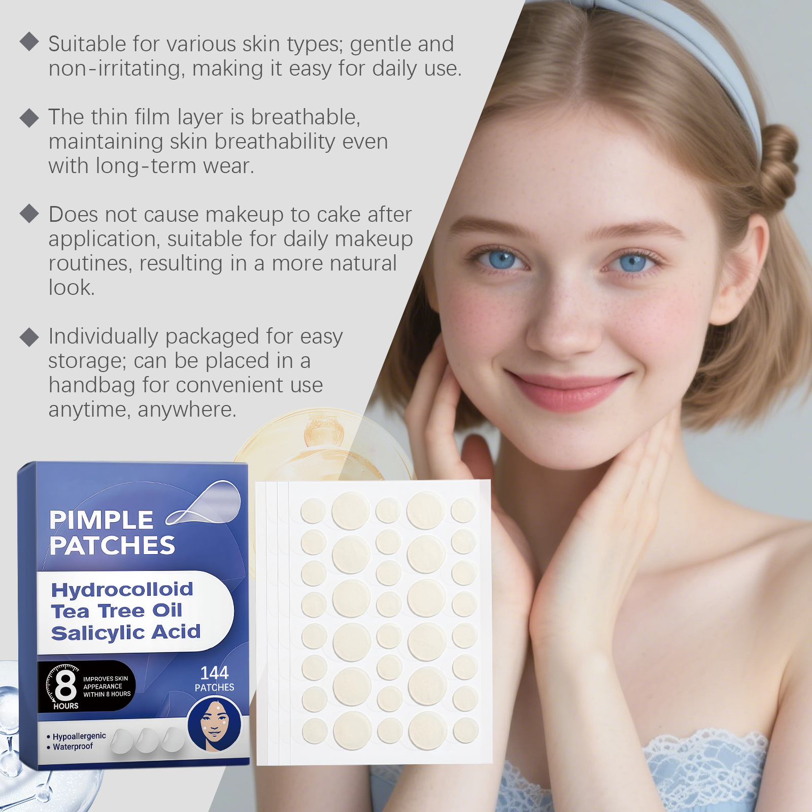 Acne Patch Hydrocolloid Material Skin Friendly Invisible Breathable Facial Acne Concealer Sticker
