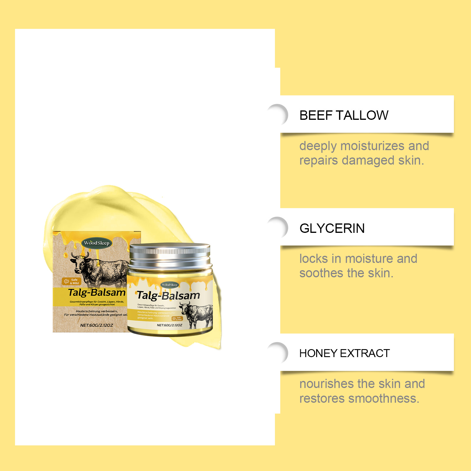 Tallow Moisturizing Nourishing Cream Refreshing Nourishes Body Skin Non Sticky Daily Apply Cream