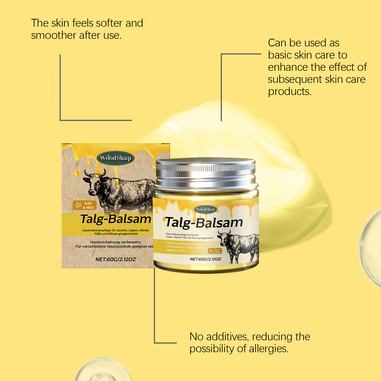 Tallow Moisturizing Nourishing Cream Refreshing Nourishes Body Skin Non Sticky Daily Apply Cream