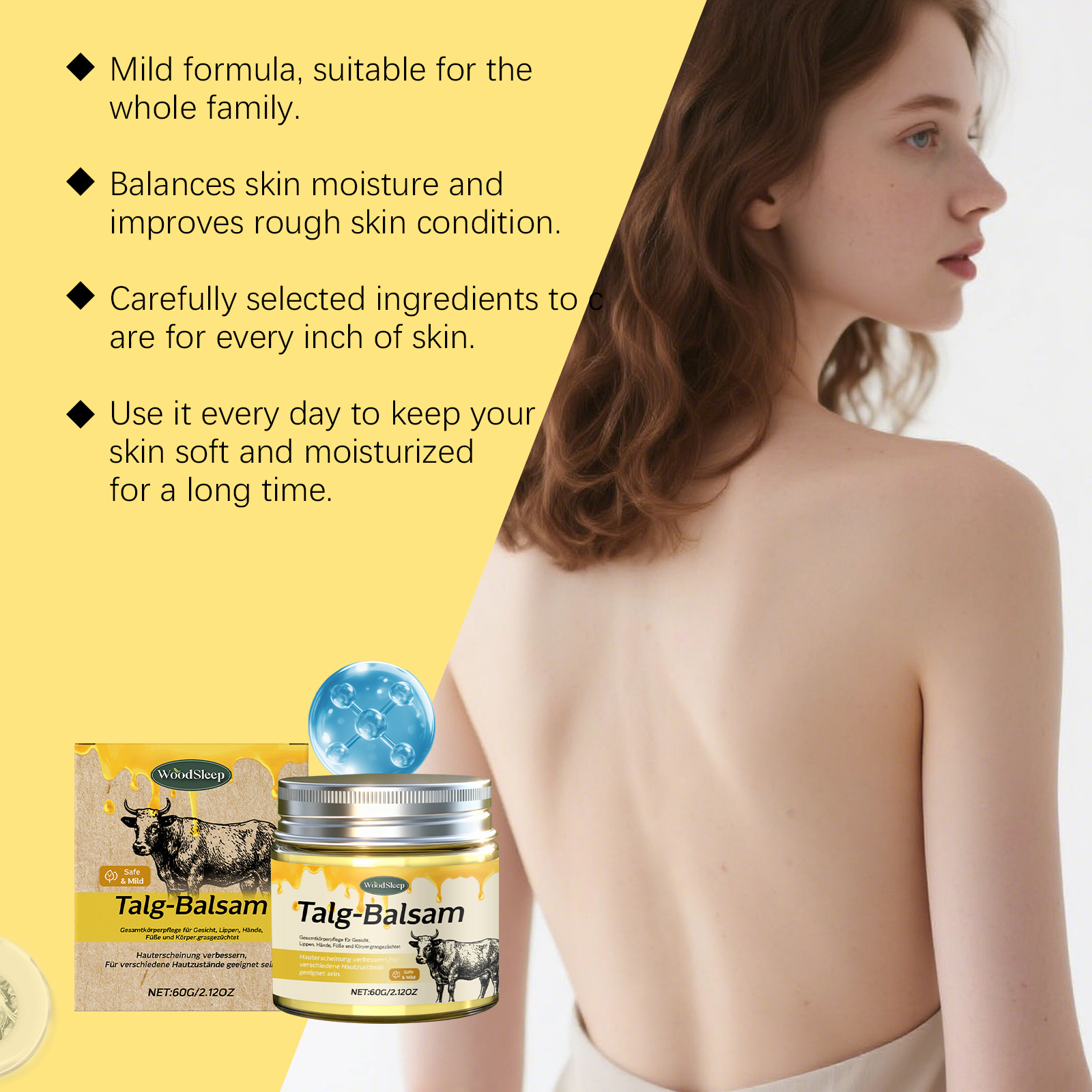 Tallow Moisturizing Nourishing Cream Refreshing Nourishes Body Skin Non Sticky Daily Apply Cream