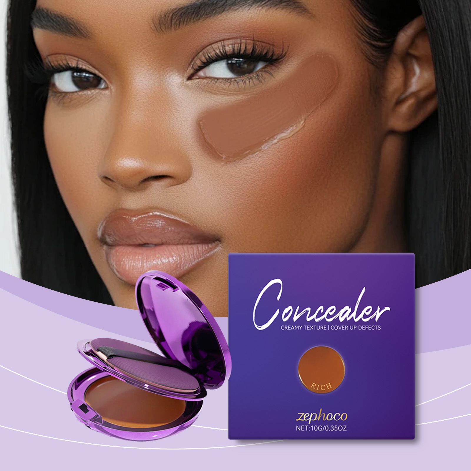 (Dark Skin) Concealer Palette Daily Care Lightweight Fit Moisturizing Nourish Skin Sheer Concealer Plate