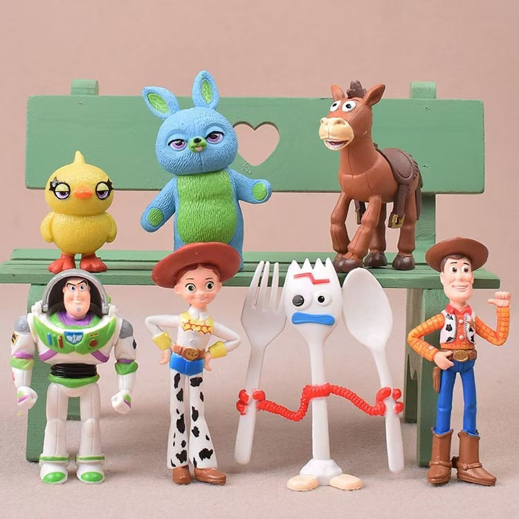 7PCS PIXAR ATOY STORY 4 WOODY JESSIE BUZZ FORKY ACTION FIGURE KID TOY