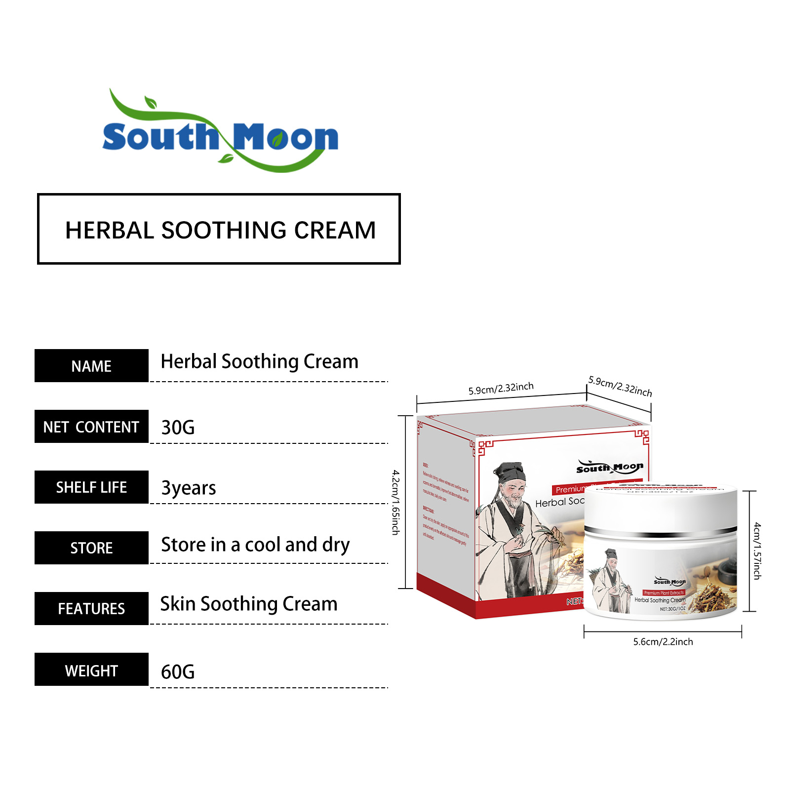 Herbal Care Cream Moisturizing Soothing Skin Irritation Redness Relief For Daily Body Nourishing And Comfort