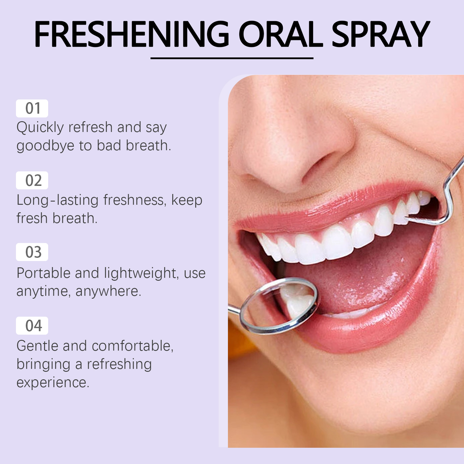 Fresh Breath Oral Spray Peppermint Cooling Long Lasting Portable Daily Mouth Care Hygiene