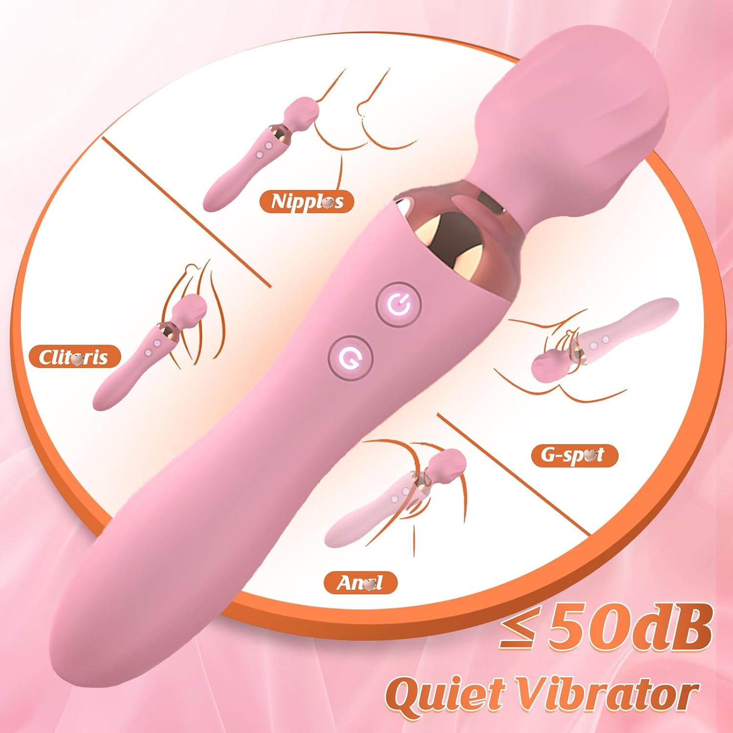 Dual-Ended Wand Vibrator Sex Toys for Woman Dildo Vibrator Frequency Magic Wand Vibabrator with G Spot Anal Vibrating Tail for Women Vibrators for Couples
