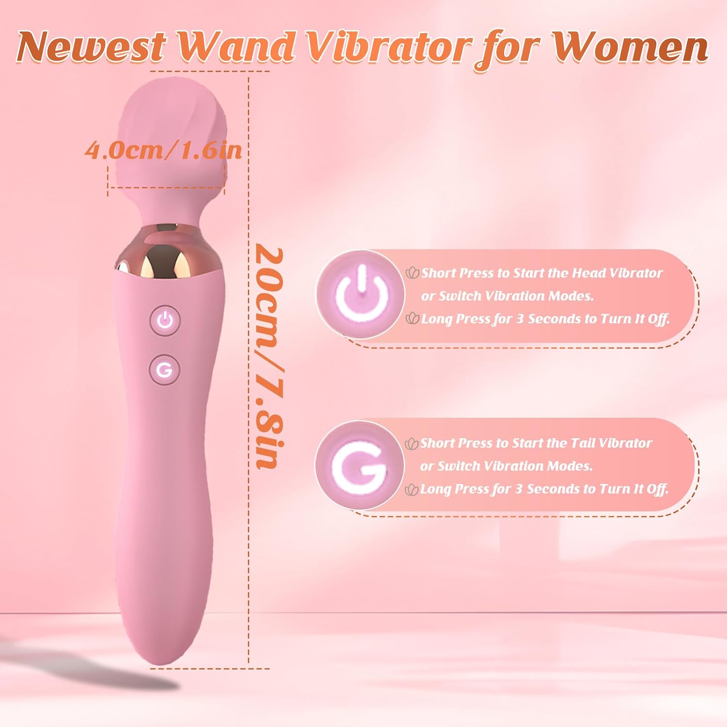 Dual-Ended Wand Vibrator Sex Toys for Woman Dildo Vibrator Frequency Magic Wand Vibabrator with G Spot Anal Vibrating Tail for Women Vibrators for Couples