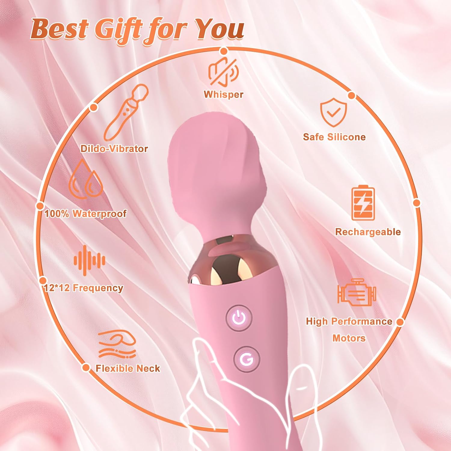 Dual-Ended Wand Vibrator Sex Toys for Woman Dildo Vibrator Frequency Magic Wand Vibabrator with G Spot Anal Vibrating Tail for Women Vibrators for Couples