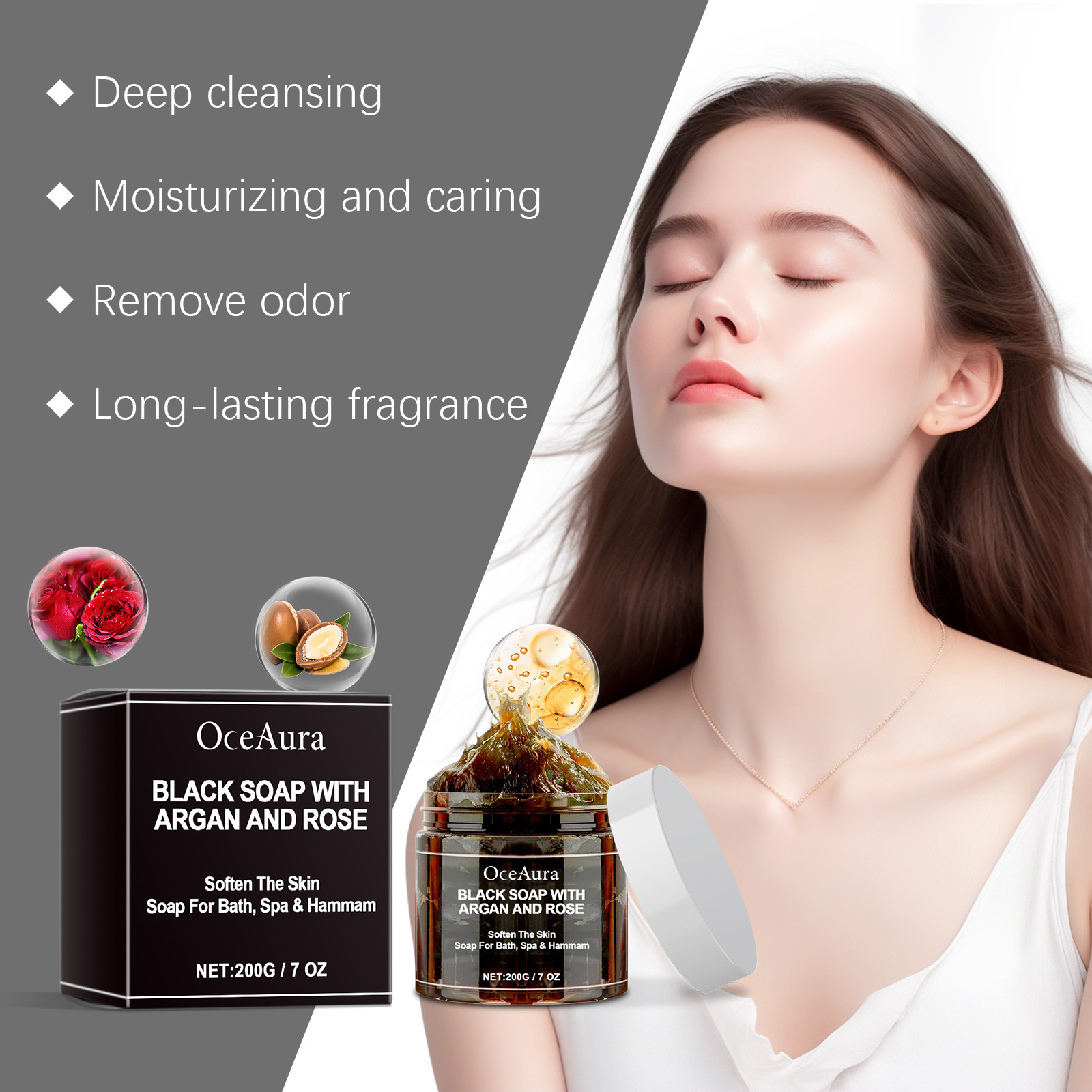 Body Deep Cleansing Soap Moisturizing Odor Control Exfoliating For Smooth Skin Shaving Care Daily Bathing 200g
