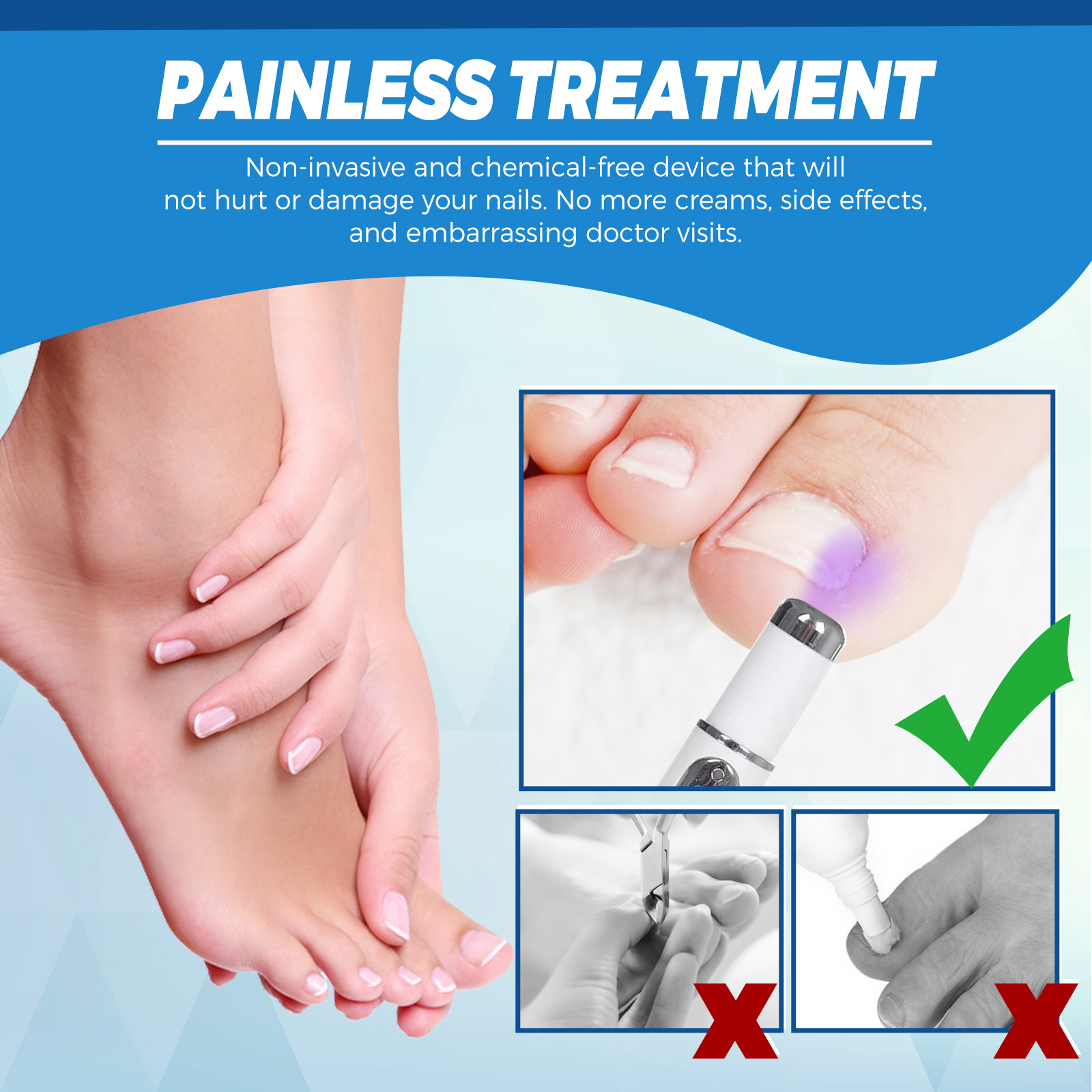 Blue Light Nail Care Pen Gentle Portable Device For Nail Health Maintenance And Fungal Care Home Use