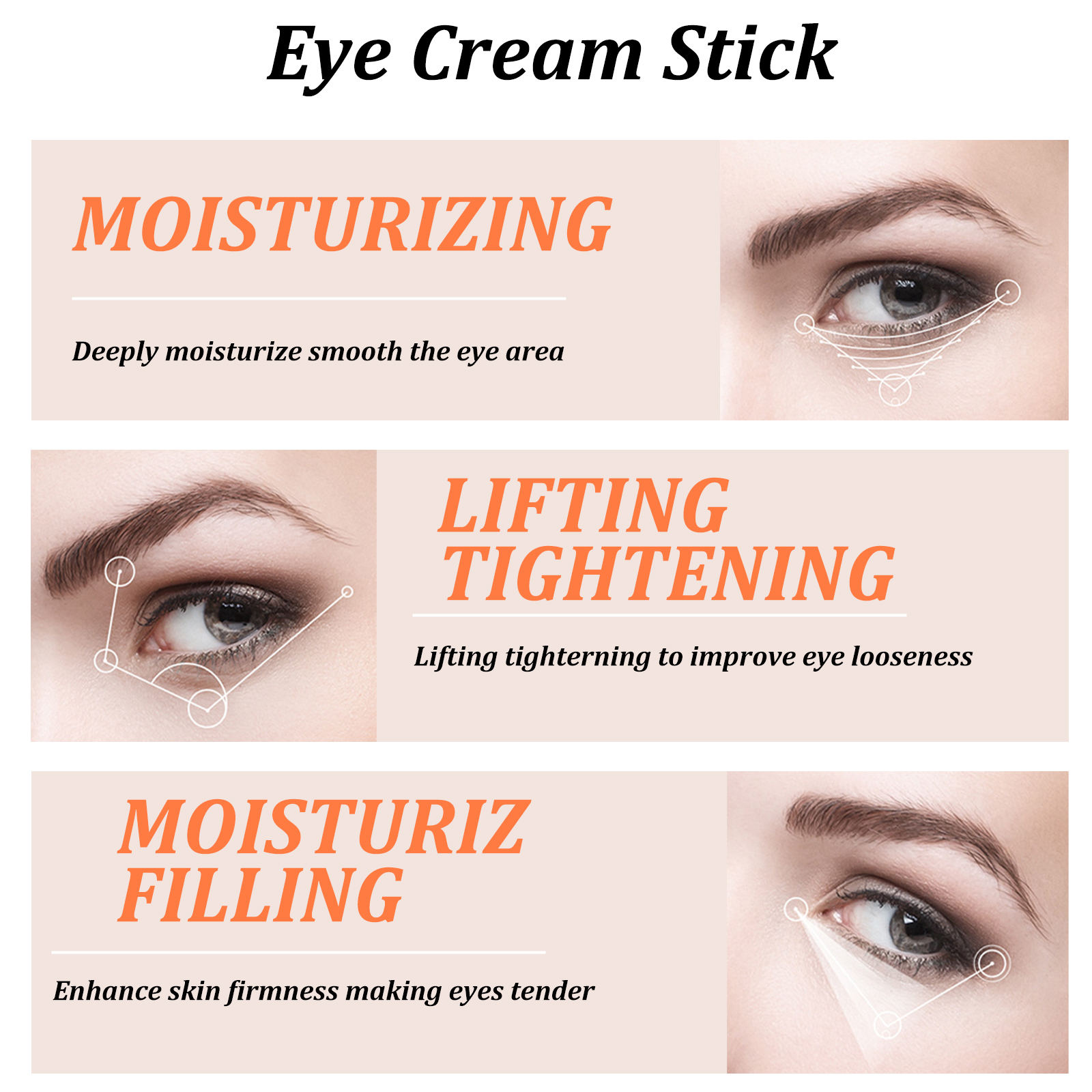 Anti Wrinkle Snail Eye Cream Stick Dark Circle Puffiness Fine Lines Moisturizing Firming Daily Eye Care