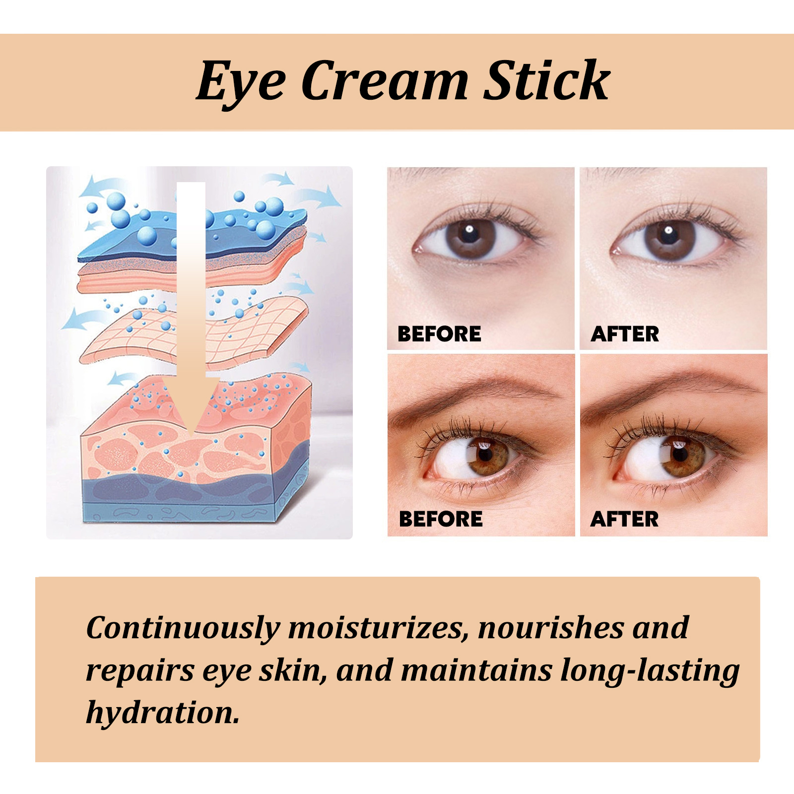 Anti Wrinkle Snail Eye Cream Stick Dark Circle Puffiness Fine Lines Moisturizing Firming Daily Eye Care
