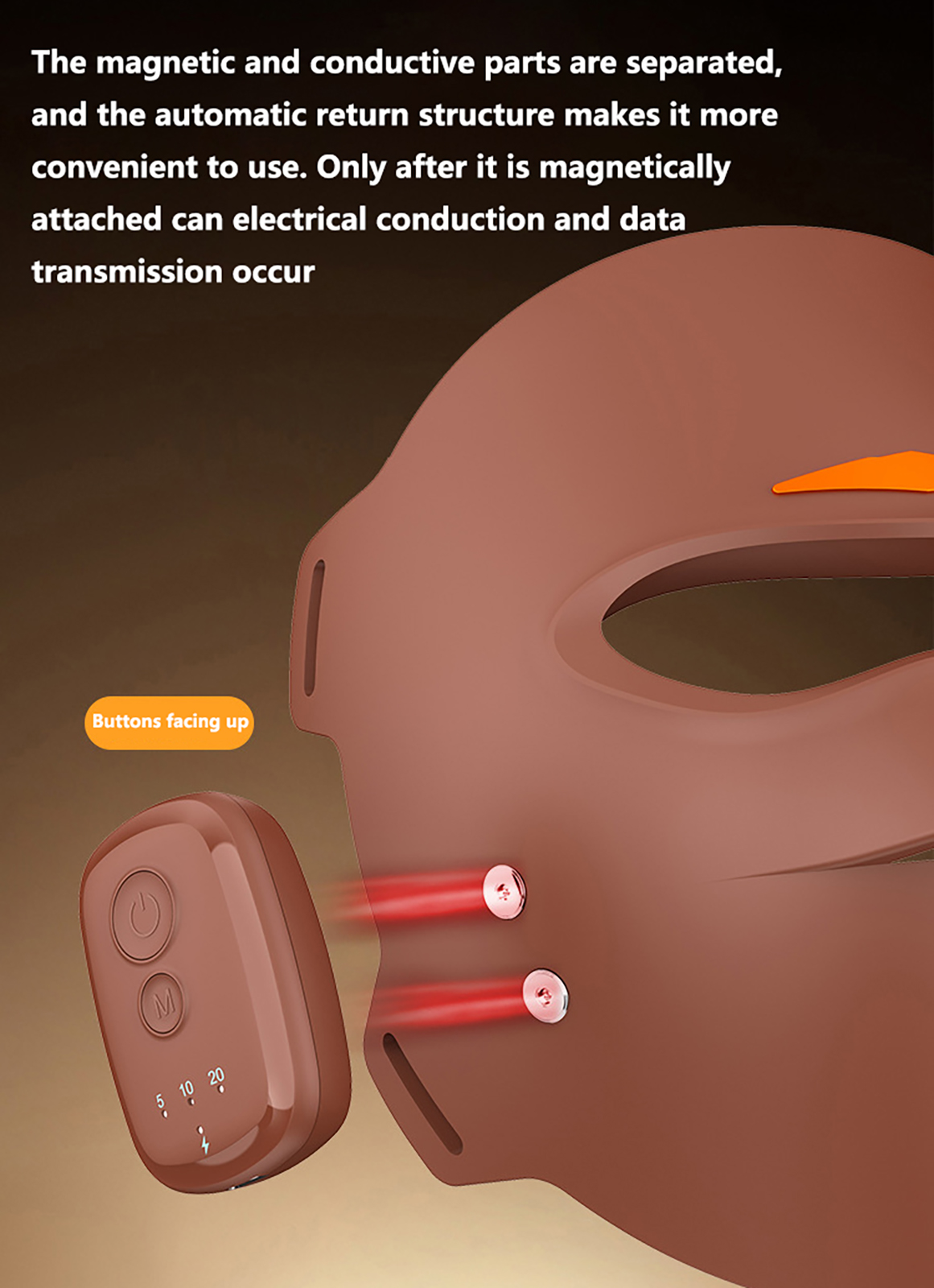 (Black) Red Light Therapy for Face LED Red Light Mask With Red Infrared Blue Orange Light Face Mask Rechargeable Timer for Home Use