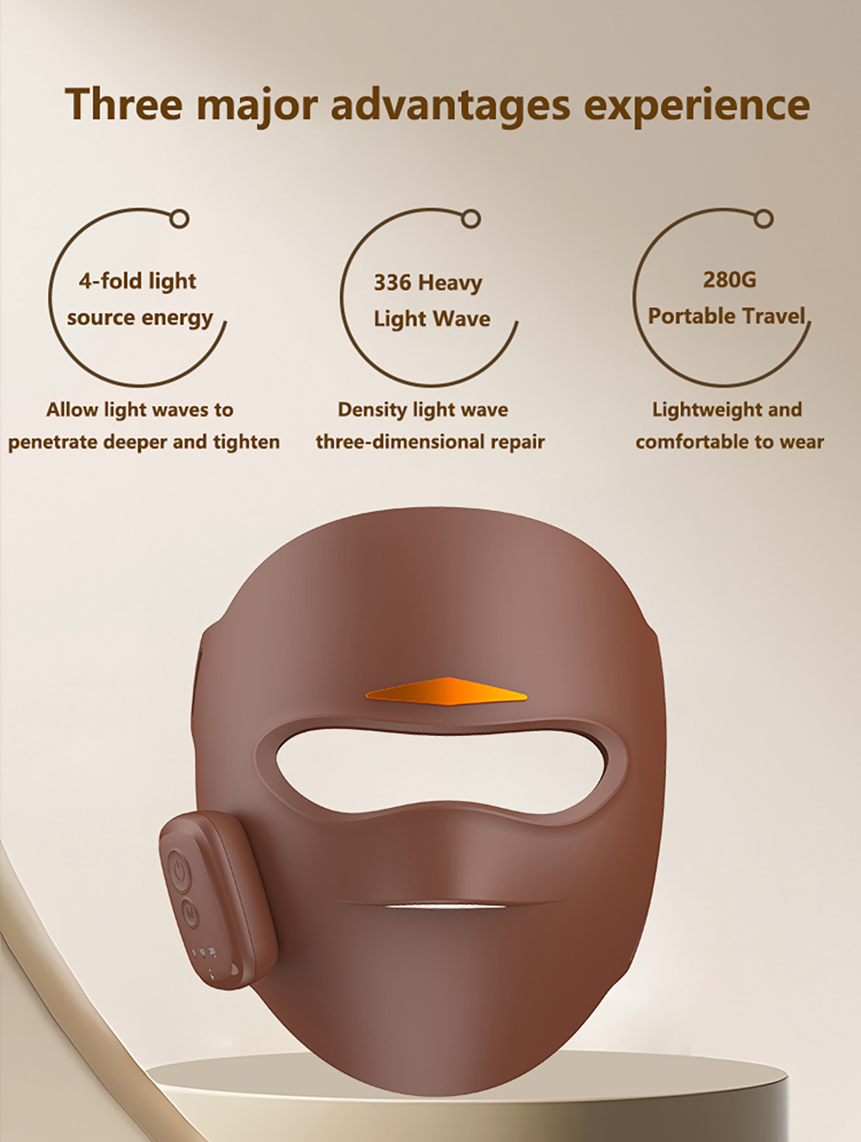 (Black) Red Light Therapy for Face LED Red Light Mask With Red Infrared Blue Orange Light Face Mask Rechargeable Timer for Home Use