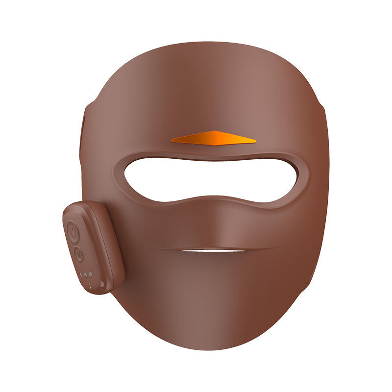 (Black) Red Light Therapy for Face LED Red Light Mask With Red Infrared Blue Orange Light Face Mask Rechargeable Timer for Home Use