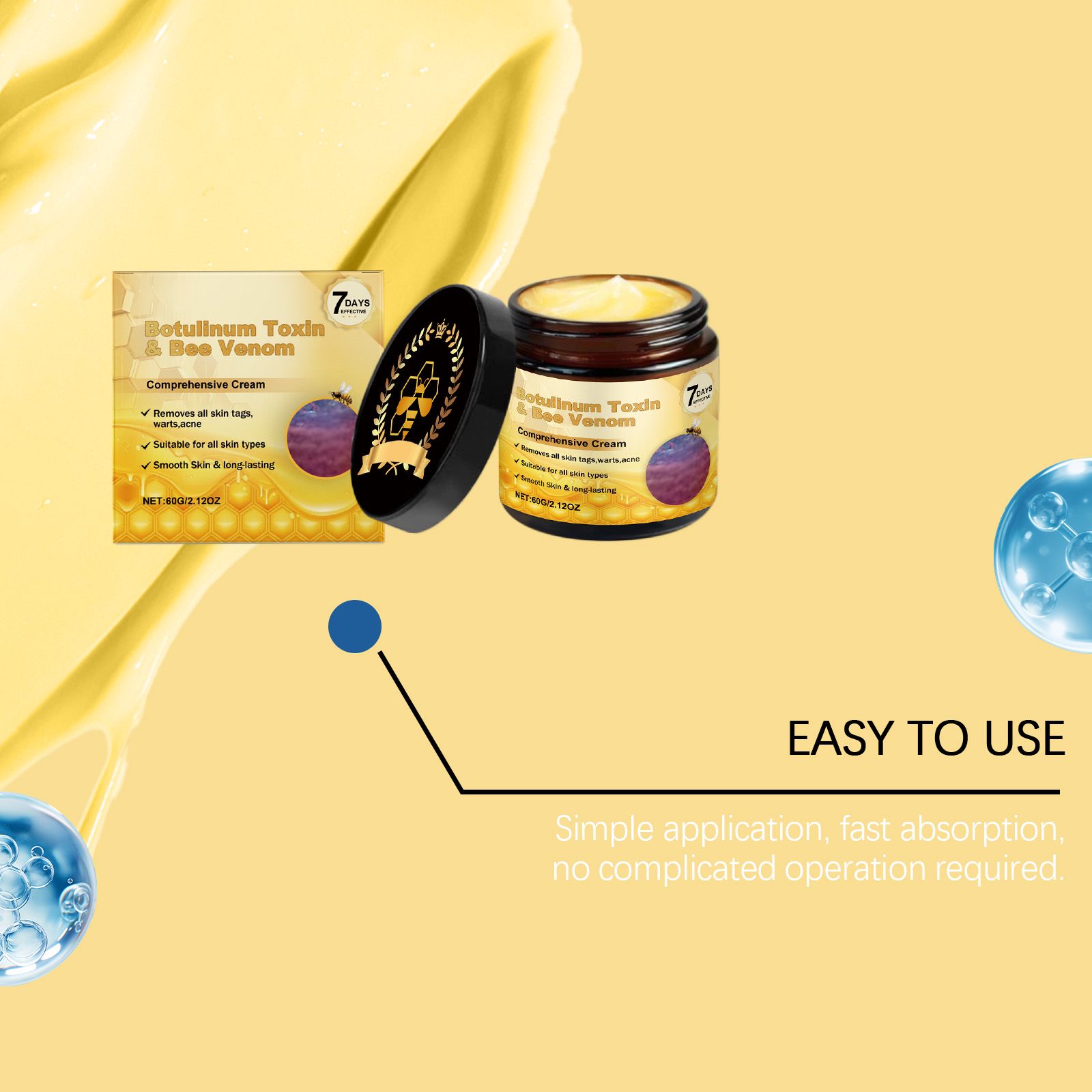 Bee Venom Skin Care Cream Gentle Cleansing For Warts Skin Tags And Daily Body Care