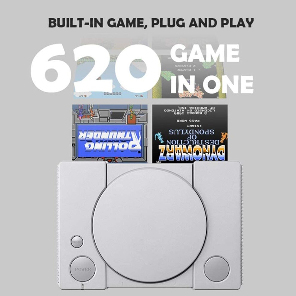 Classic Game Console PS1 Mini Retro Double Battle Game Gamepad Video Game Machine with 620 Classic Games Entertainment System for Home Games Lovers