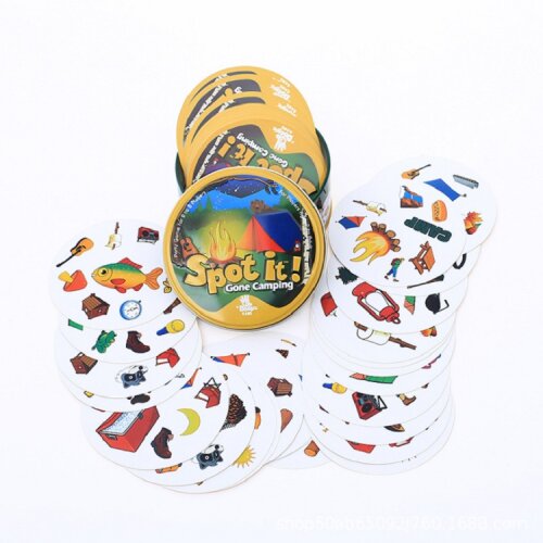 (Gone Camping) Spot it Card Game Dobble Family Friend Party Game Fun 5 Games In 1 Kids