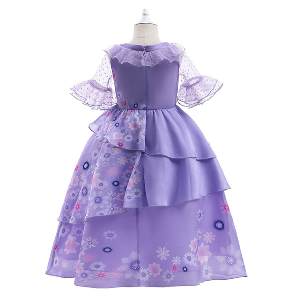 (5-6 Years) Kids Girls Encanto Isabela Costume Dress Princess Birthday Party Fancy Dress