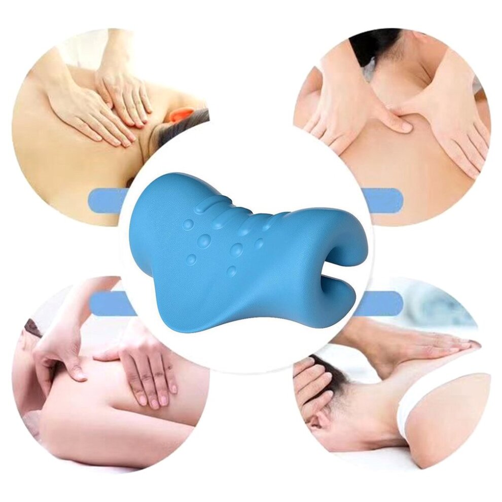 Neck and Shoulder Relaxer Cervical Traction Corrector Device Elastic Gentle Therapy Pillow with Shiatsu Massage for TMJ Pain Relief and Cervical Spine Alignment Chiropractic Pillow Neck Stretcher Headache Muscle Tension Spine Relax