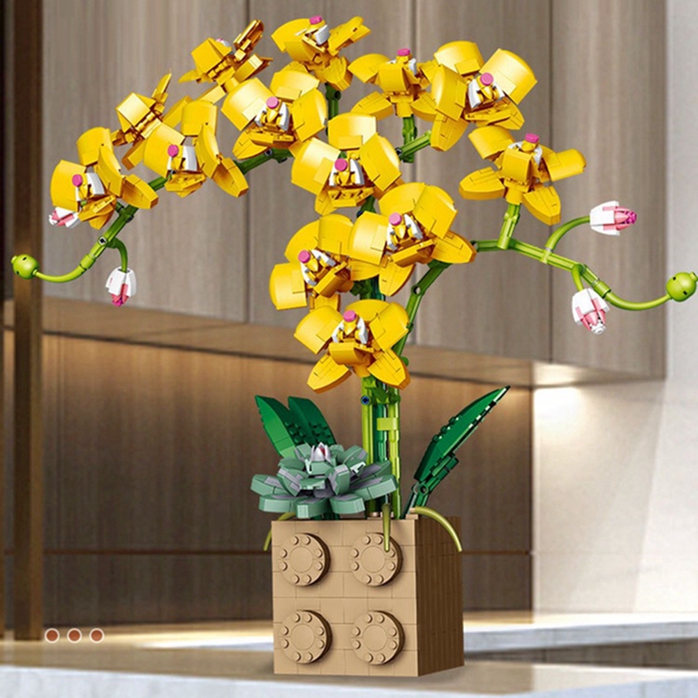 (Purple) Building Block Flower Orchid Series Bonsai Girl bricks Toy Flowers Adult Flower home decorationToys For Gifts
