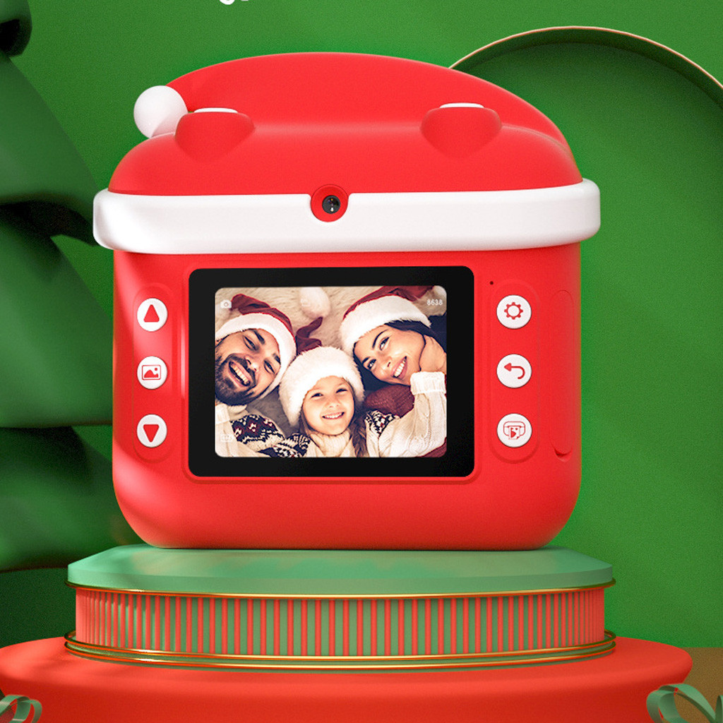 Instant Print Cameras 1080P Video Photo Digital Camera Mini Christmas Style HD Video Recorder with 32GB Memory Card Christmas Gift for Child Toys